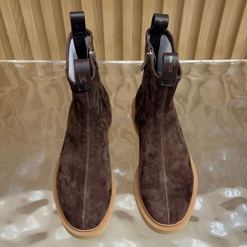 Celine 2026 Zipper Ankle Boots Suede Leather 995593