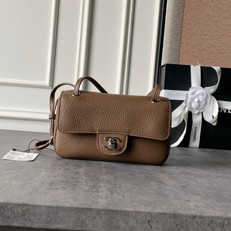 Chanel 2026 Mini Flap Bag 20cm Denim And Grained Calfskin
