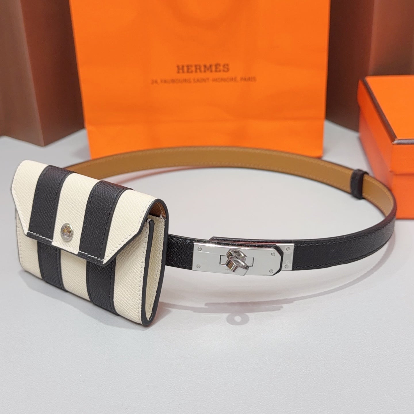 Hermes 2026 Kelly Pocket Bayadere Belt 18mm Leather 216166