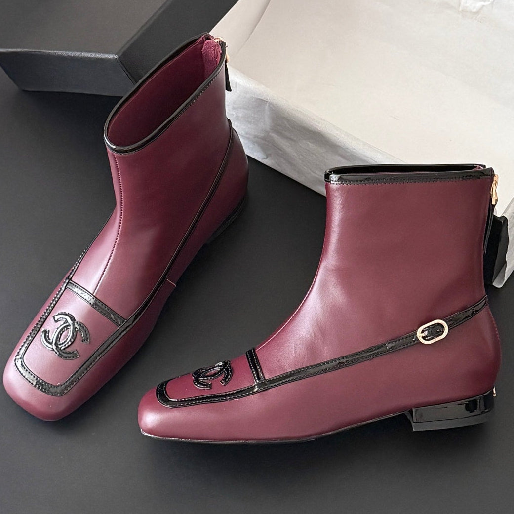 Chanel 2026 Square Toe Ankle Boots Leather 127908