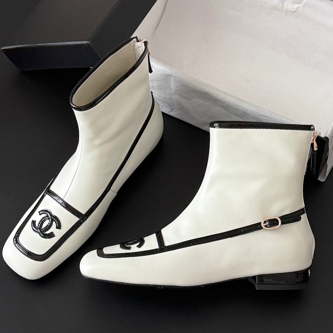 Chanel 2026 Square Toe Ankle Boots Leather 127908