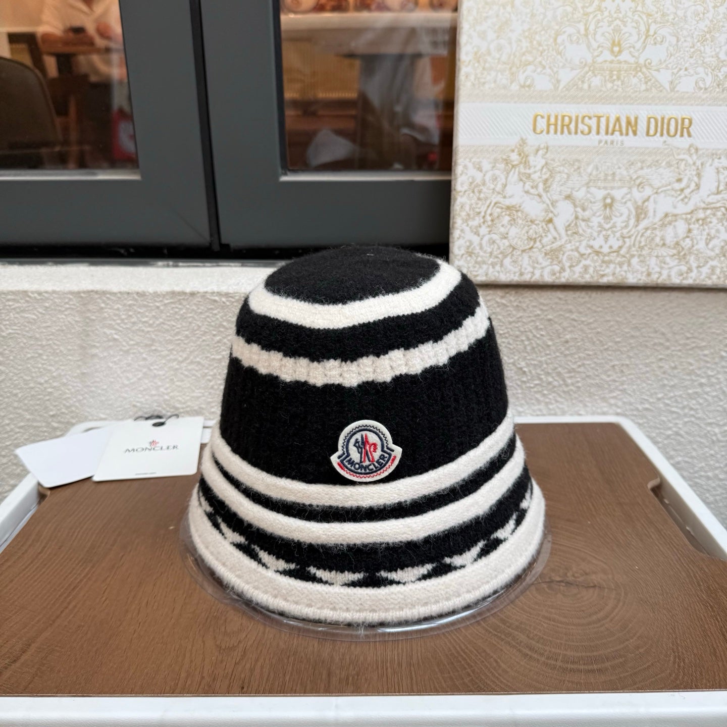 Moncler Striped Knit Bucket Hat 437004