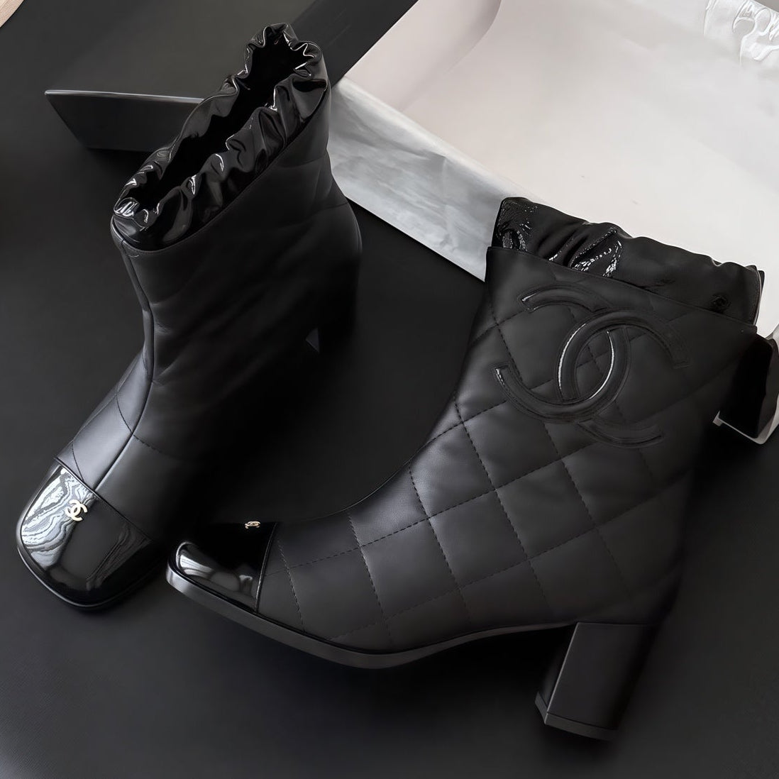 Chanel 2026 Quilted Ankle Boots 60mm Suede Leather 127989