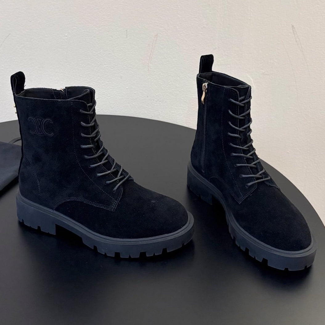 Celine 2026 Arc De Triomphe Platform Boots Suede Leather 104888