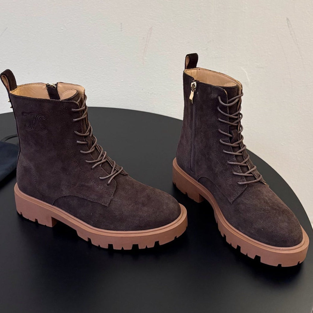 Celine 2026 Arc De Triomphe Platform Boots Suede Leather 104888