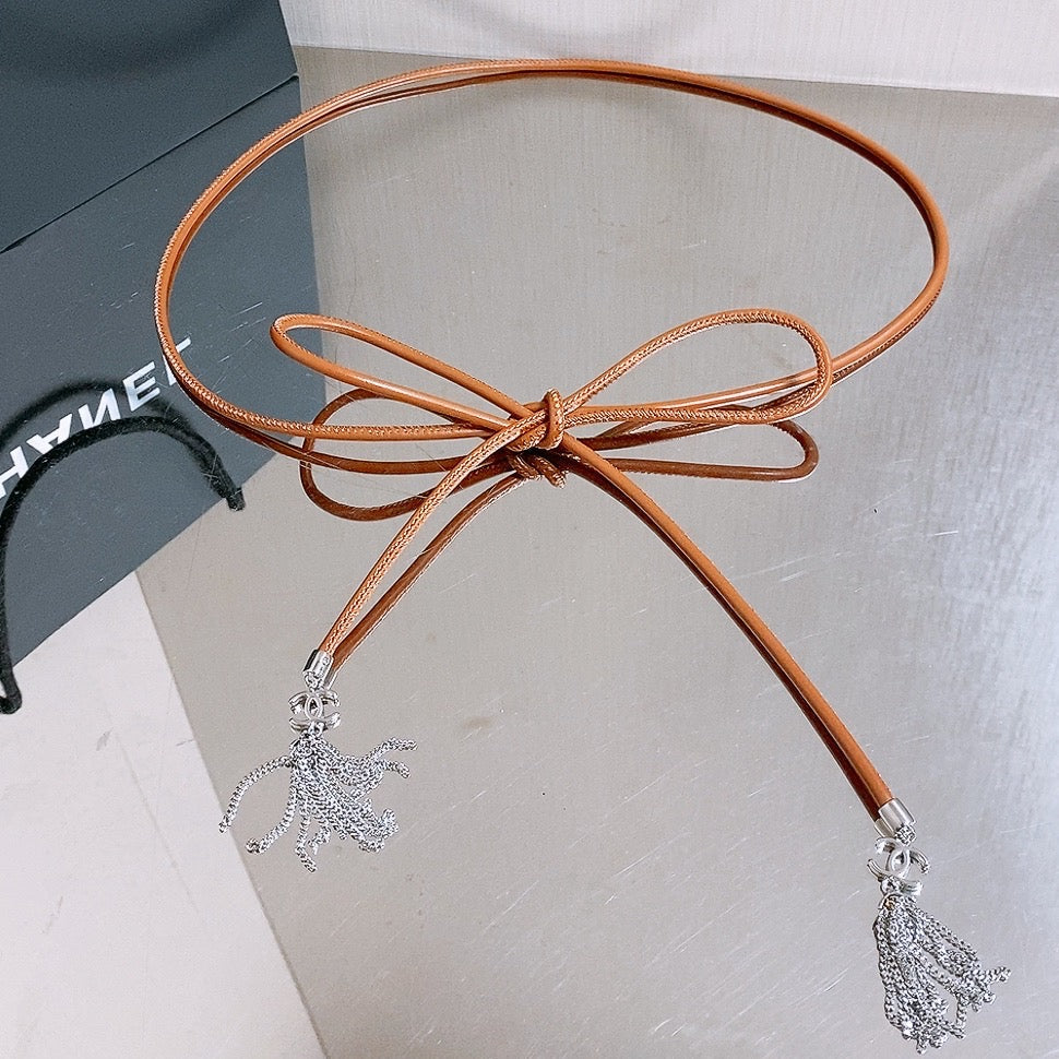 Chanel 2026 Double C Buckle Tassel Belt Lambskin 216980