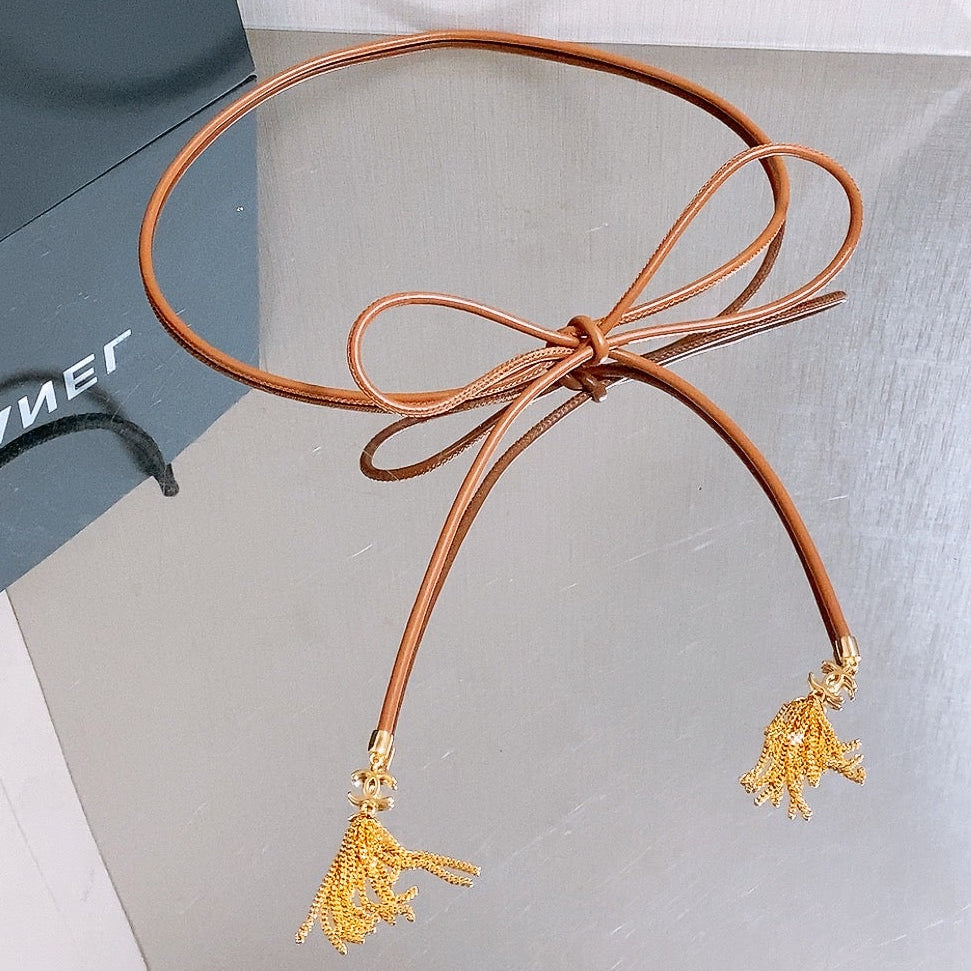 Chanel 2026 Double C Buckle Tassel Belt Lambskin 216980
