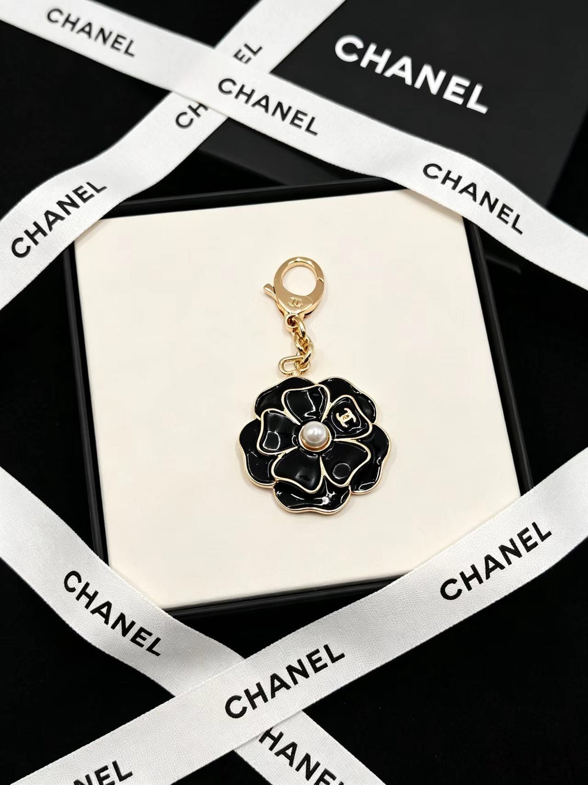 Chanel Camellia Charm With Pearl Accent