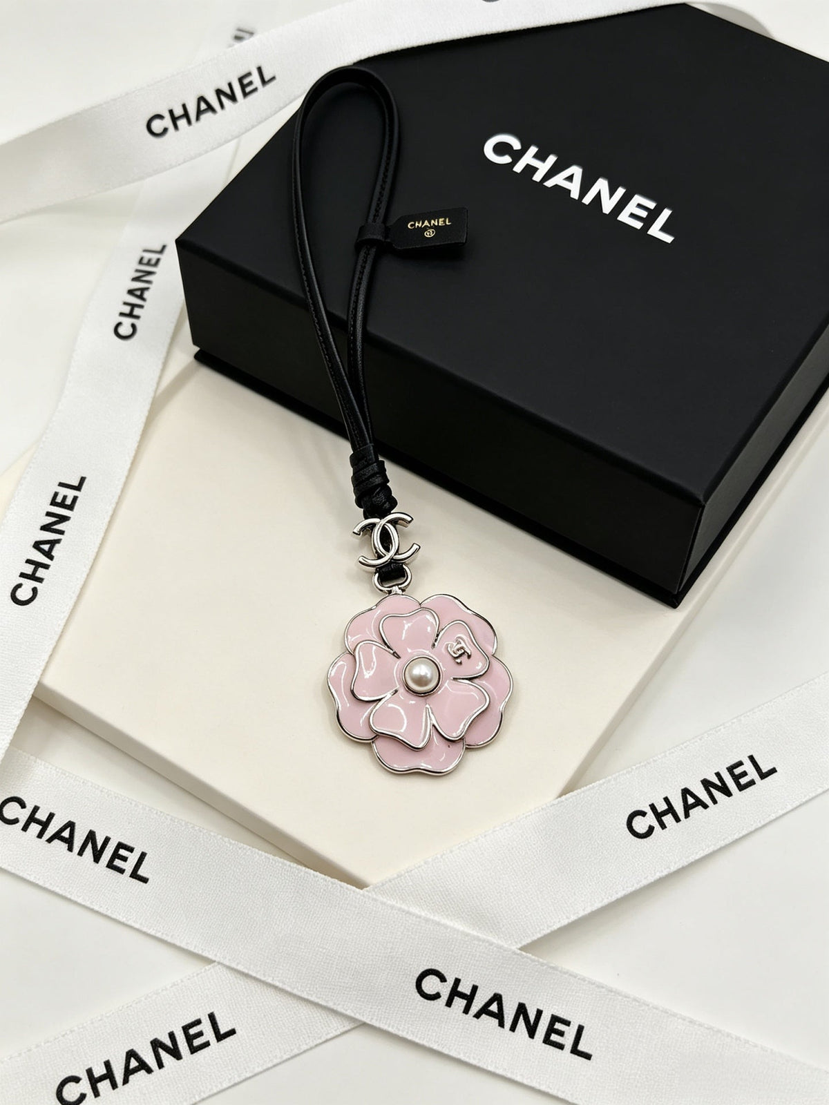 Chanel Camellia Leather Cord Charm