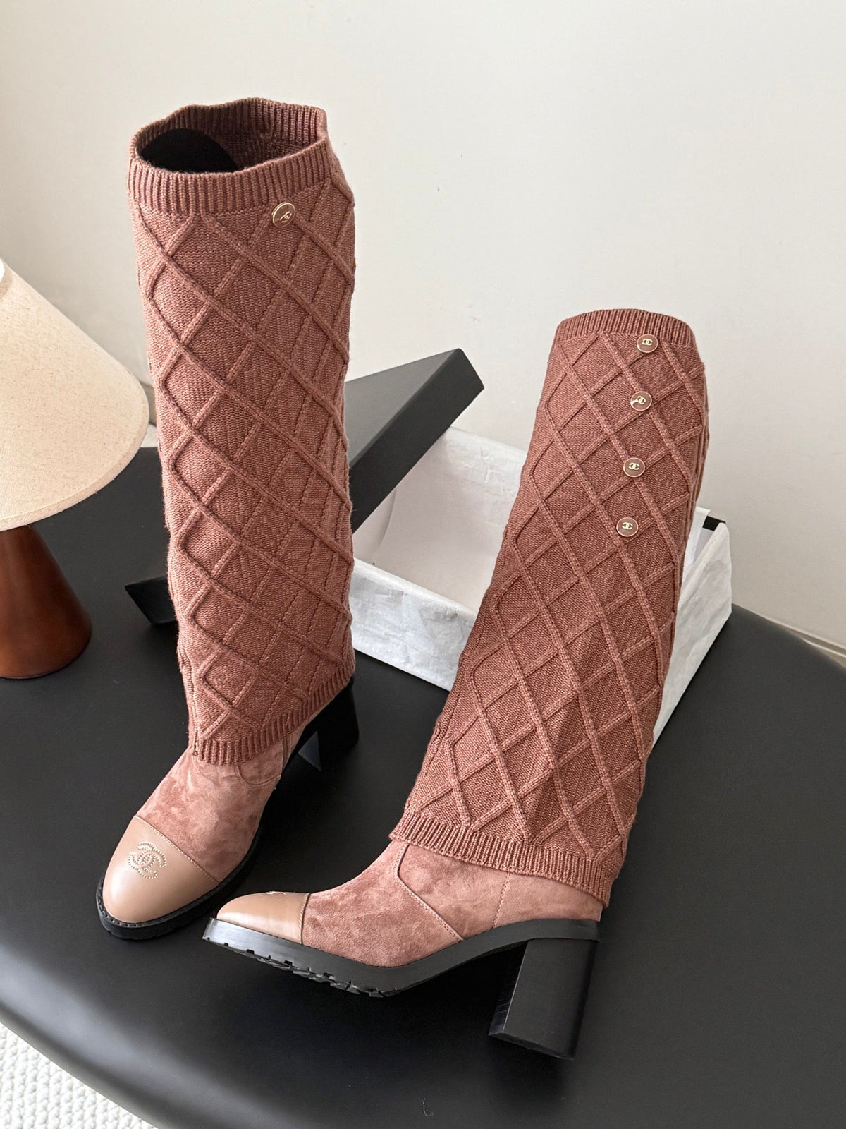 Chanel 2026 Quilted Boots 80mm Knitted Suede 127817