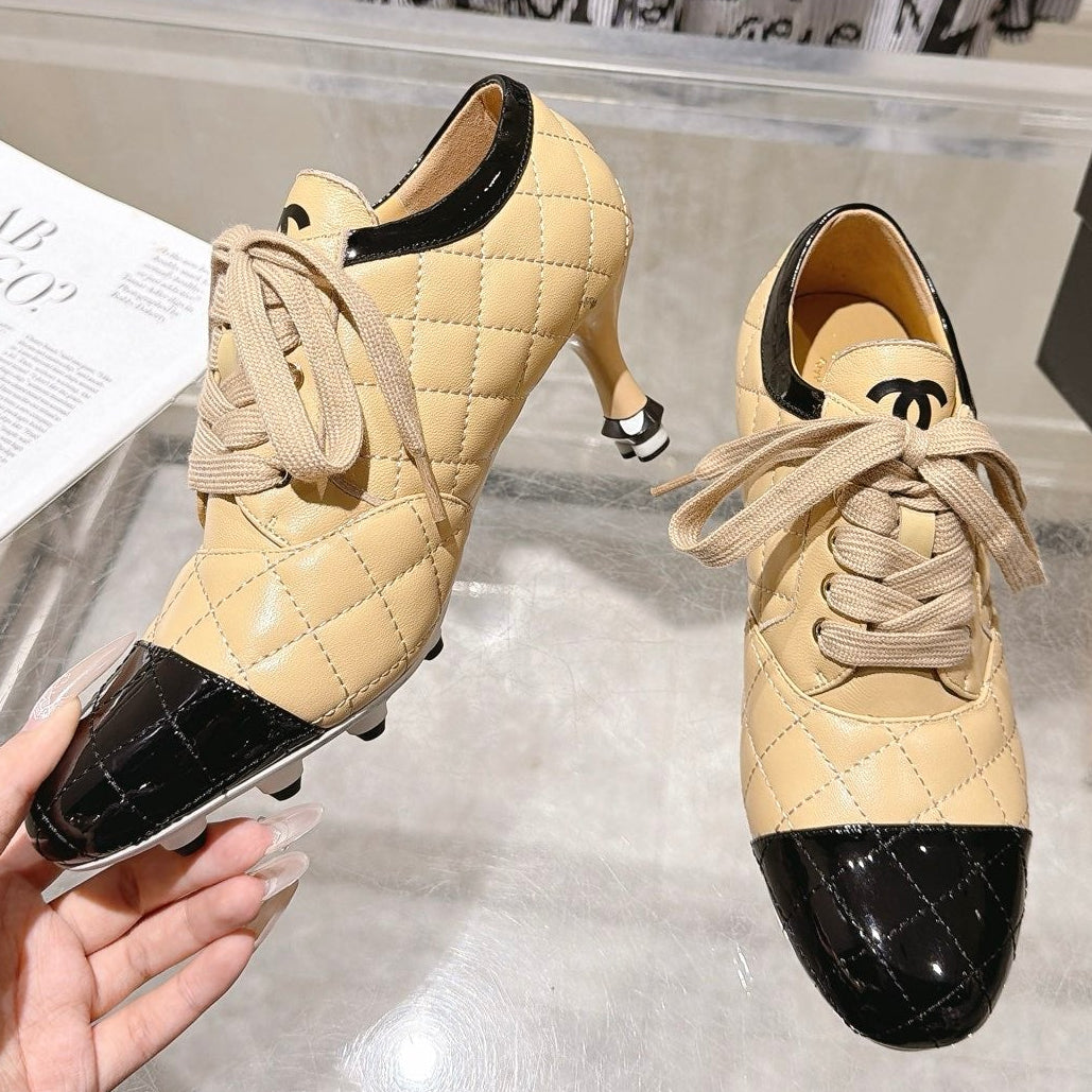 Chanel 2026 Quilted Lace-Up Pumps 70mm Leather 124286