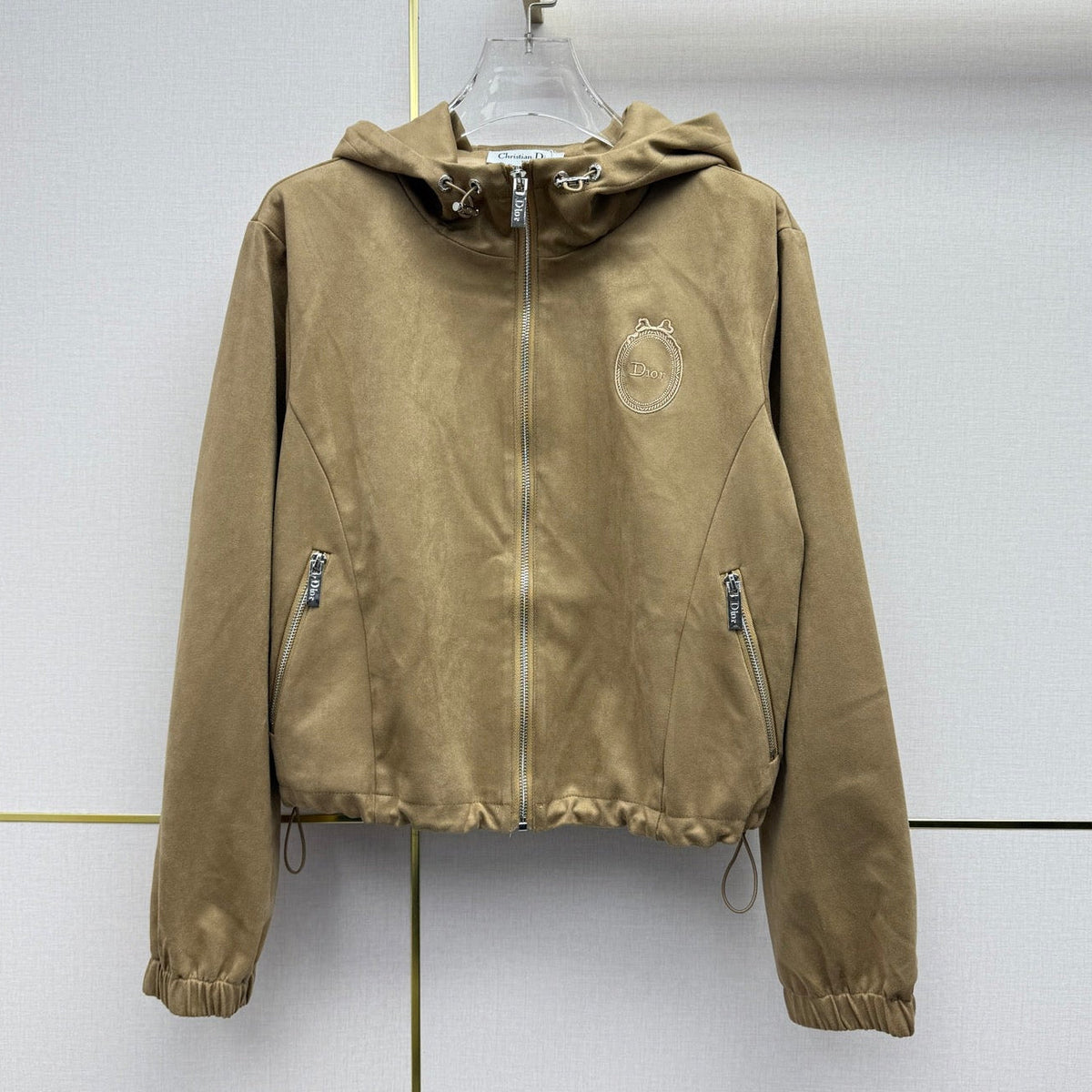 Dior 2026 Medaillon Hooded Trench Coat Suede 437679