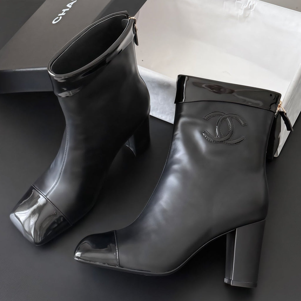 Chanel 2026 Square Toe Ankle Boots 75mm Leather 127856