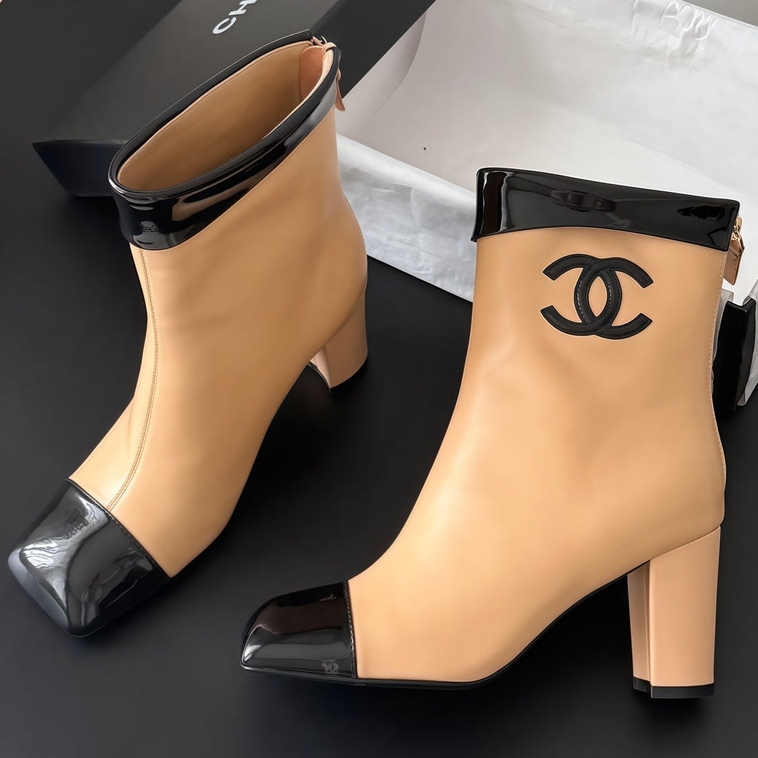 Chanel 2026 Square Toe Ankle Boots 75mm Leather 127856