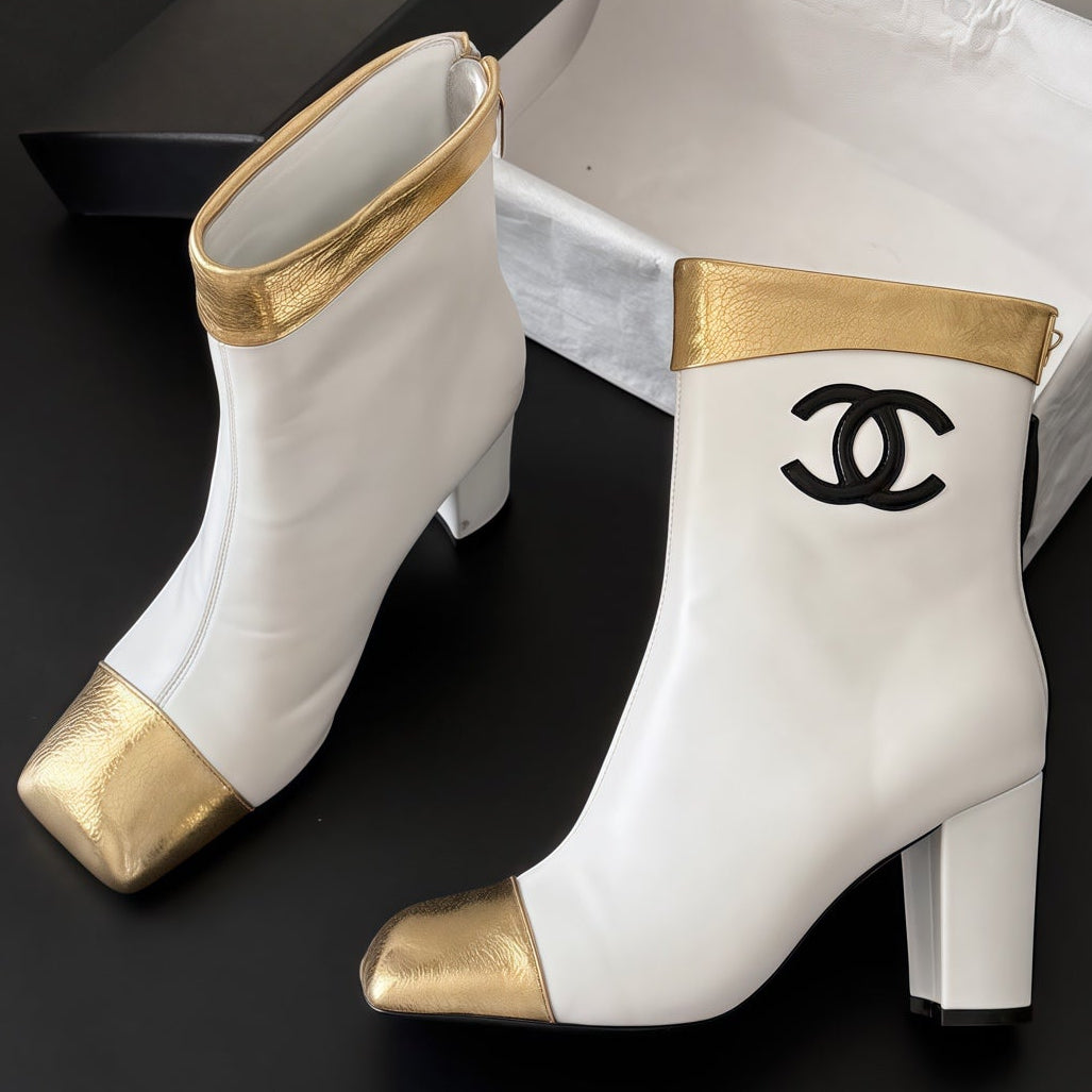 Chanel 2026 Square Toe Ankle Boots 75mm Leather 127856