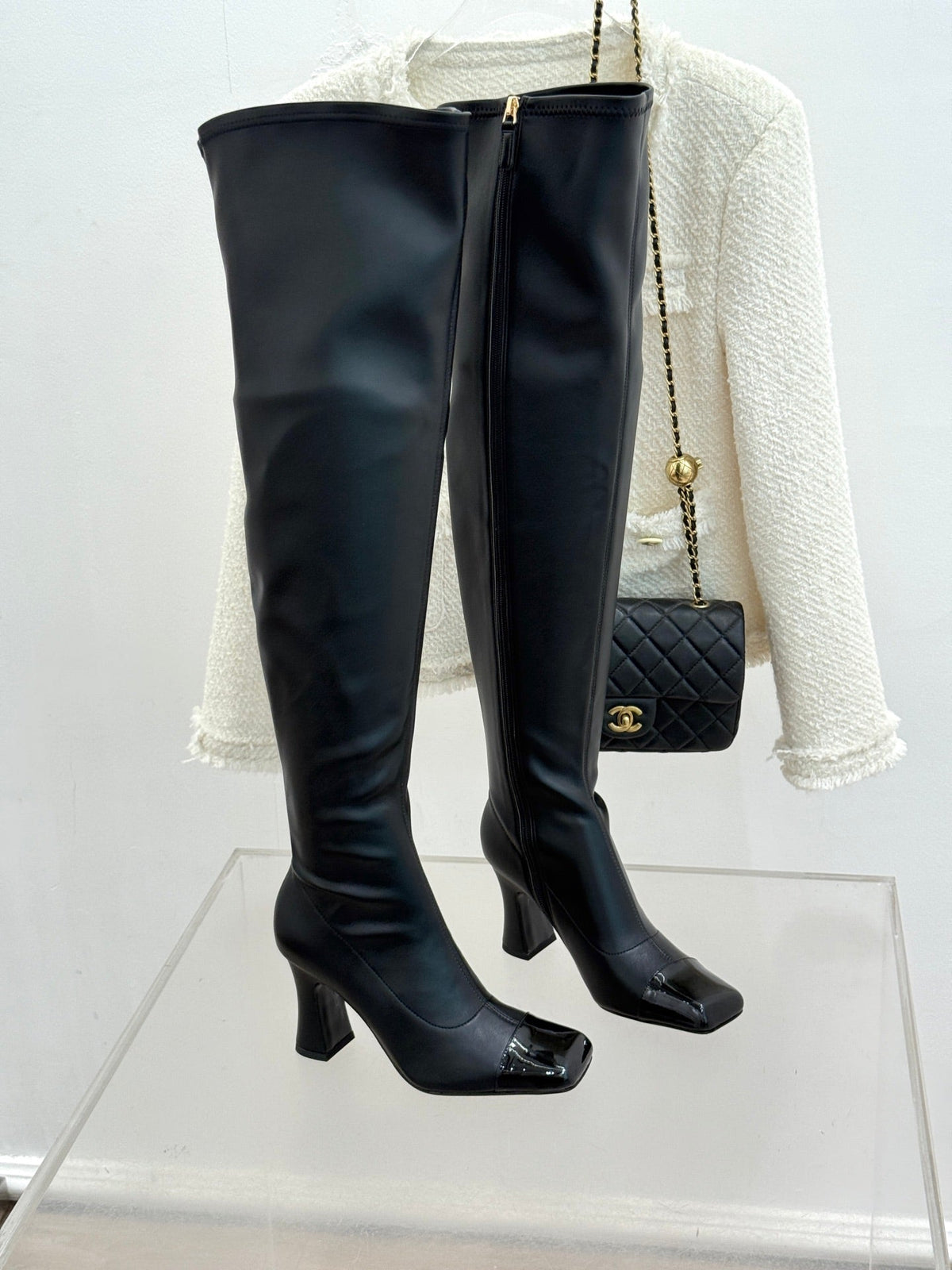 Chanel 2026 Two-Tone Boots 85mm Suede Leather 188517