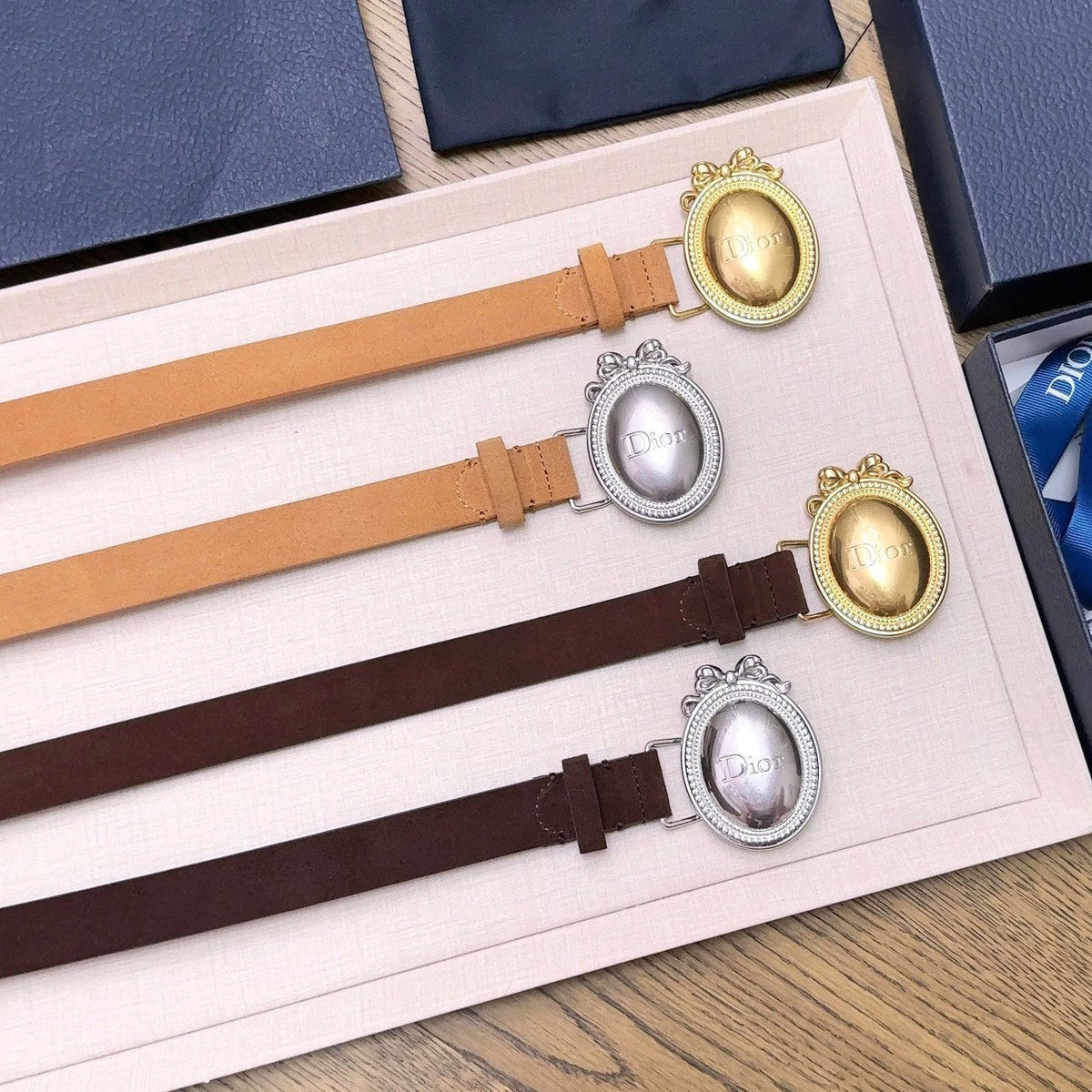 Dior 2026 Medaillon Belt 25mm Suede 218667