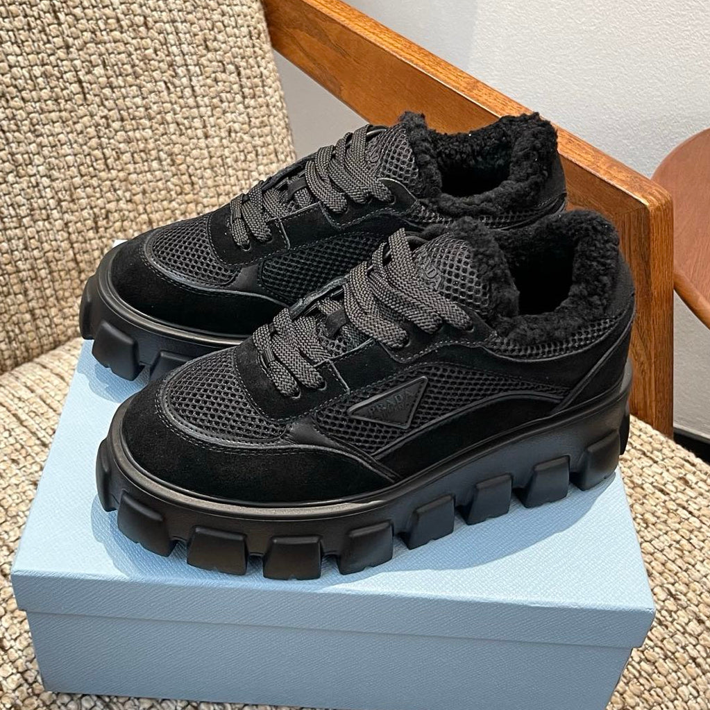 Prada 2026 Monolith Trainer Sneaker Suede Mesh Wool 175418