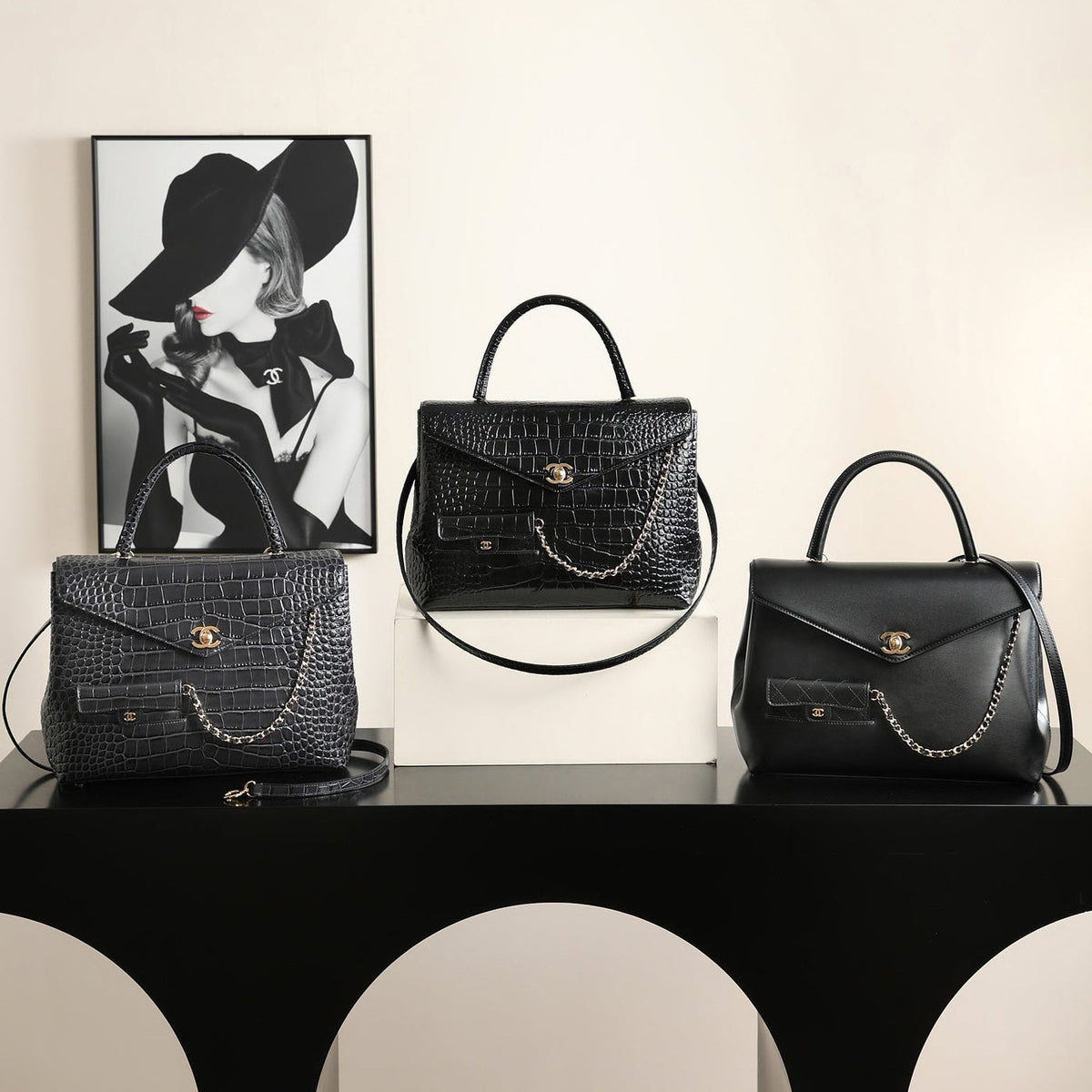 Chanel 2026 Large Flap Bag 31cm Crocodile-Embossed Leather 407098