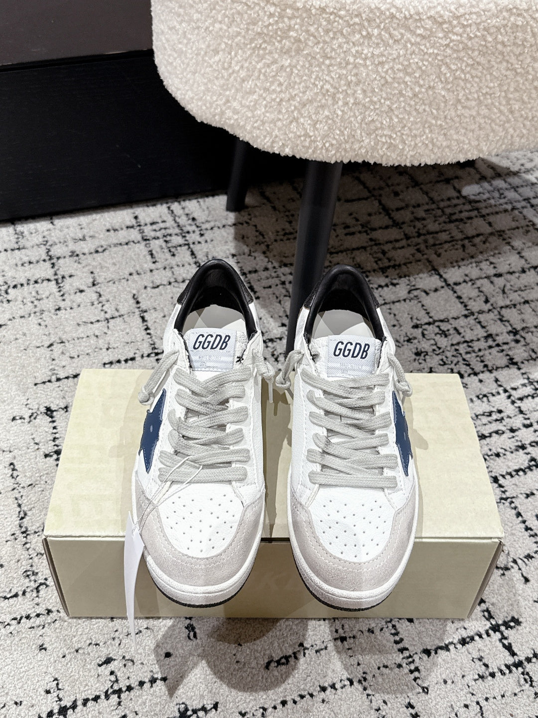 Golden Goose 2025 Star Sneaker Ivory Black mix Blue Cowhide 500614