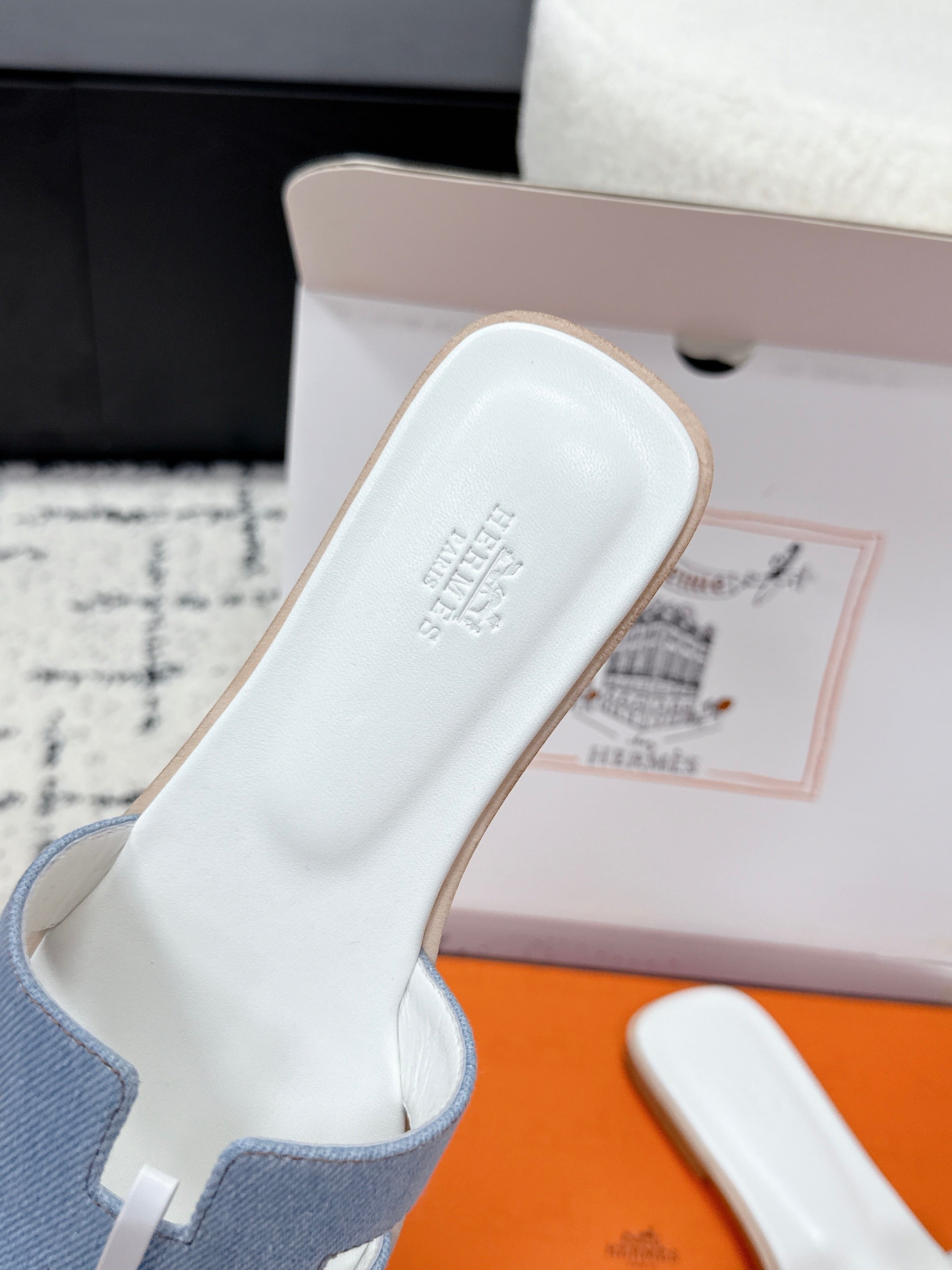 HM 26ss Oran Sandals Light Blue White Denim Cowhide 617180