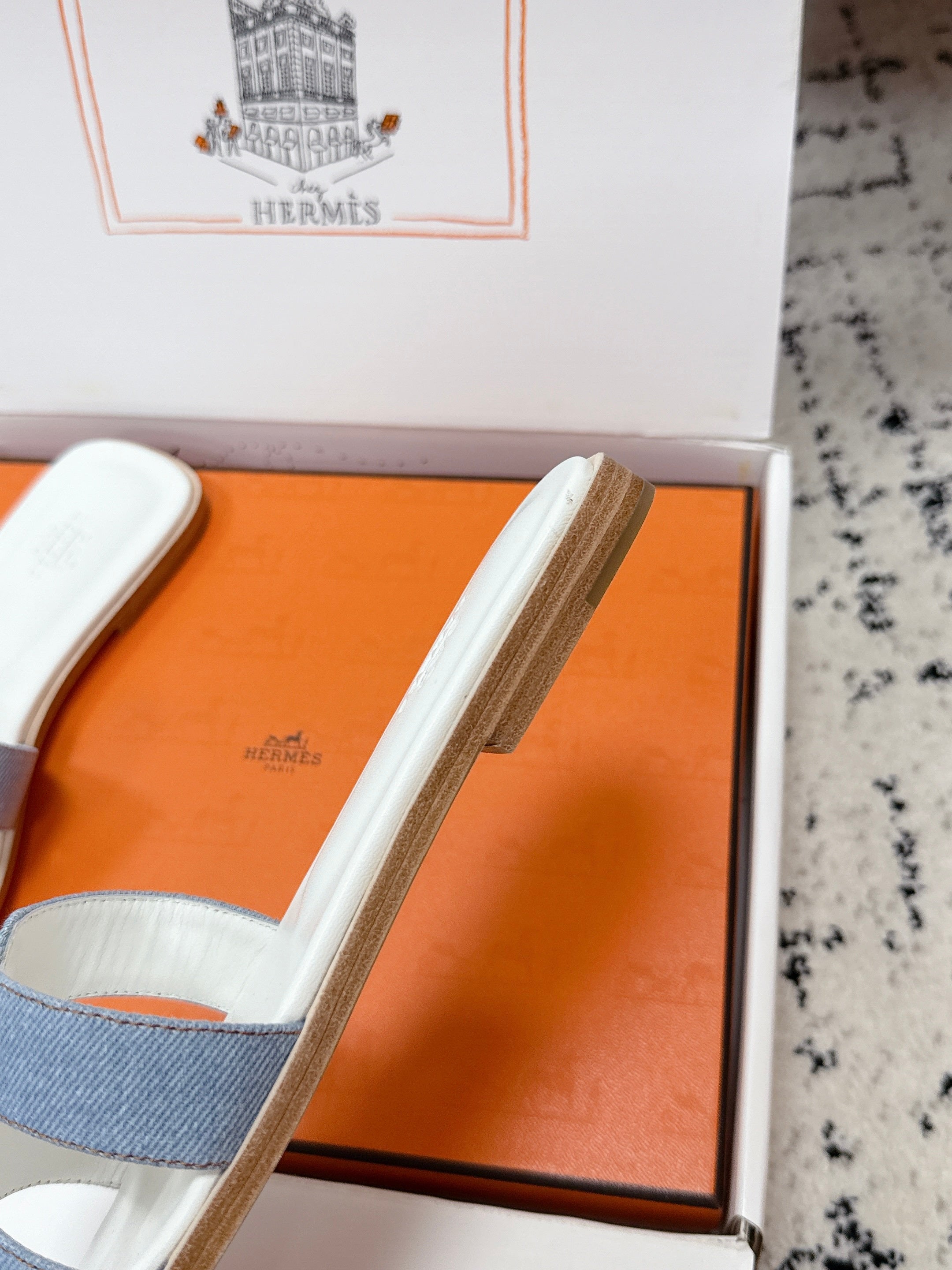 HM 26ss Oran Sandals Light Blue White Denim Cowhide 617180