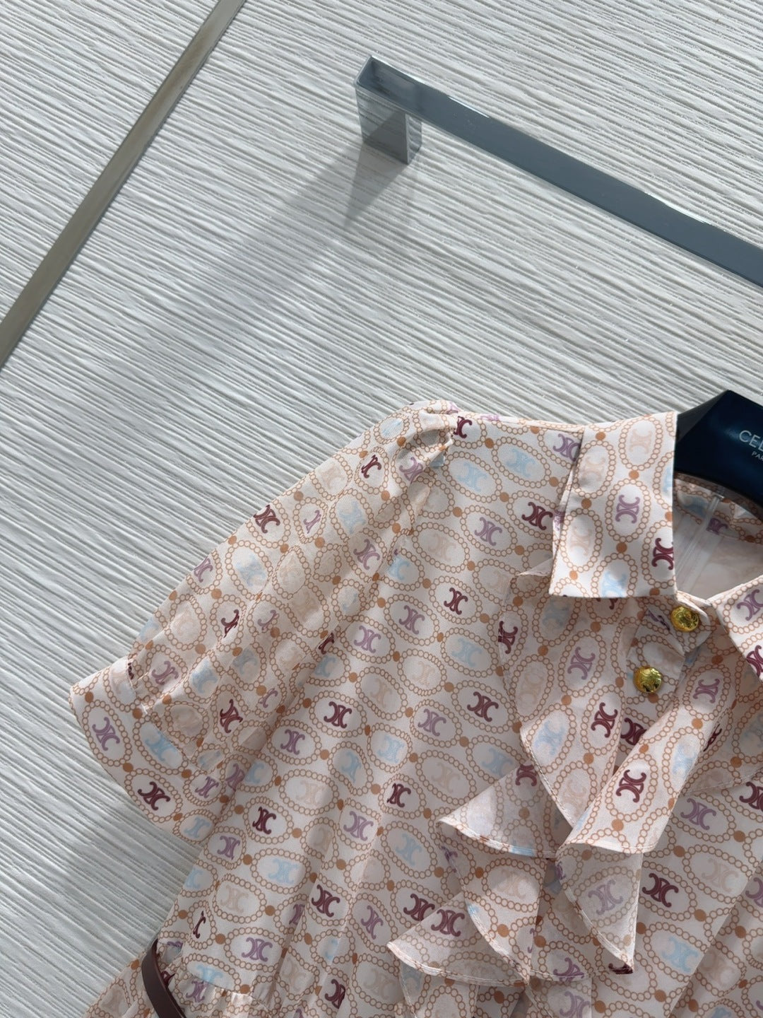 Celine 2025 Pattern Print Dress Light Pink Polyester