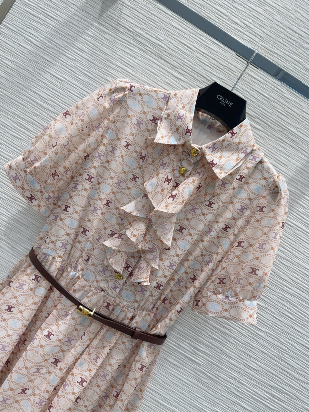 Celine 2025 Pattern Print Dress Light Pink Polyester