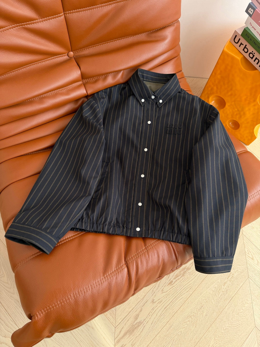 Miumiu 2026 Striped Set Dark Blue Cotton