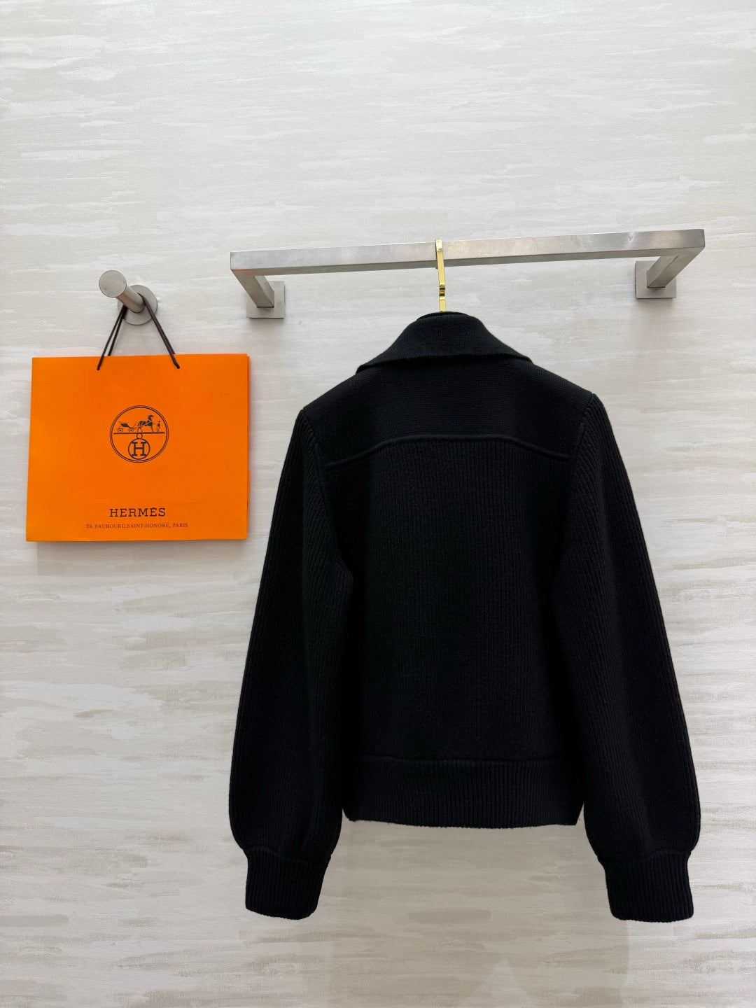 Hermes 2026 Collared Zip-Up Knit Jacket Wool 408378
