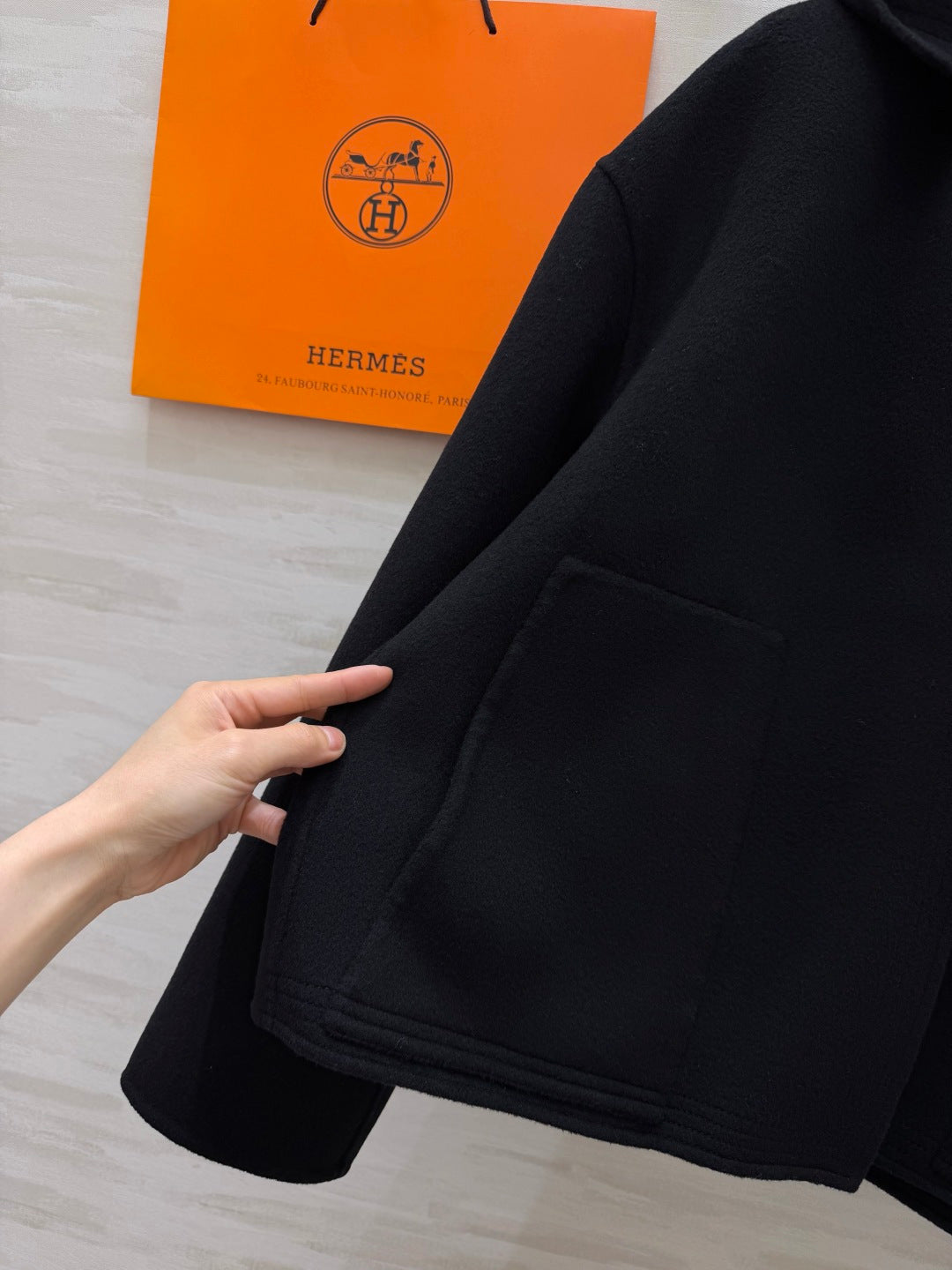Hermes 2026 Hooded Short Coat Wool 413965