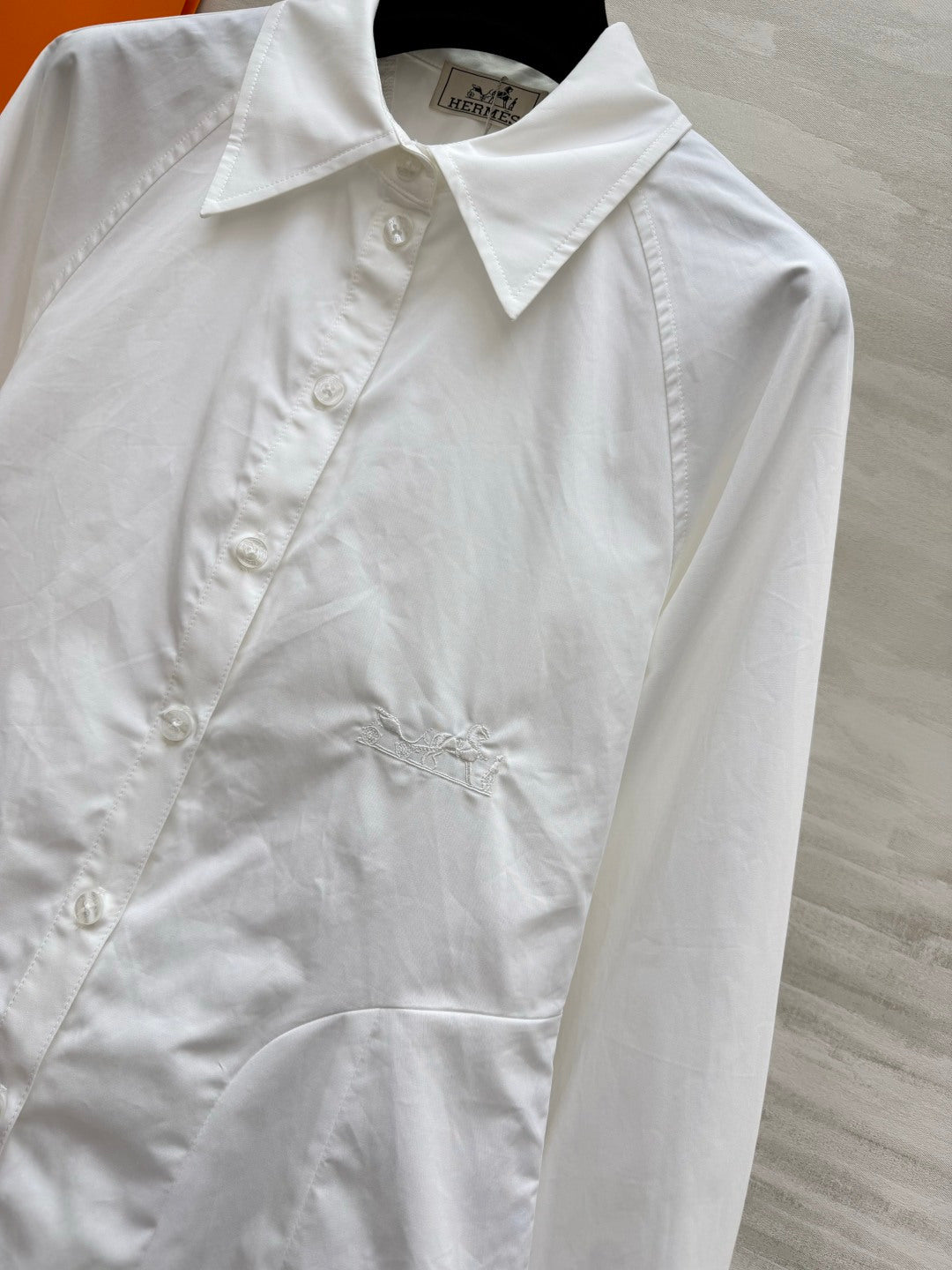 Hermes 2026 Embroidered Shirt White Cotton 416108