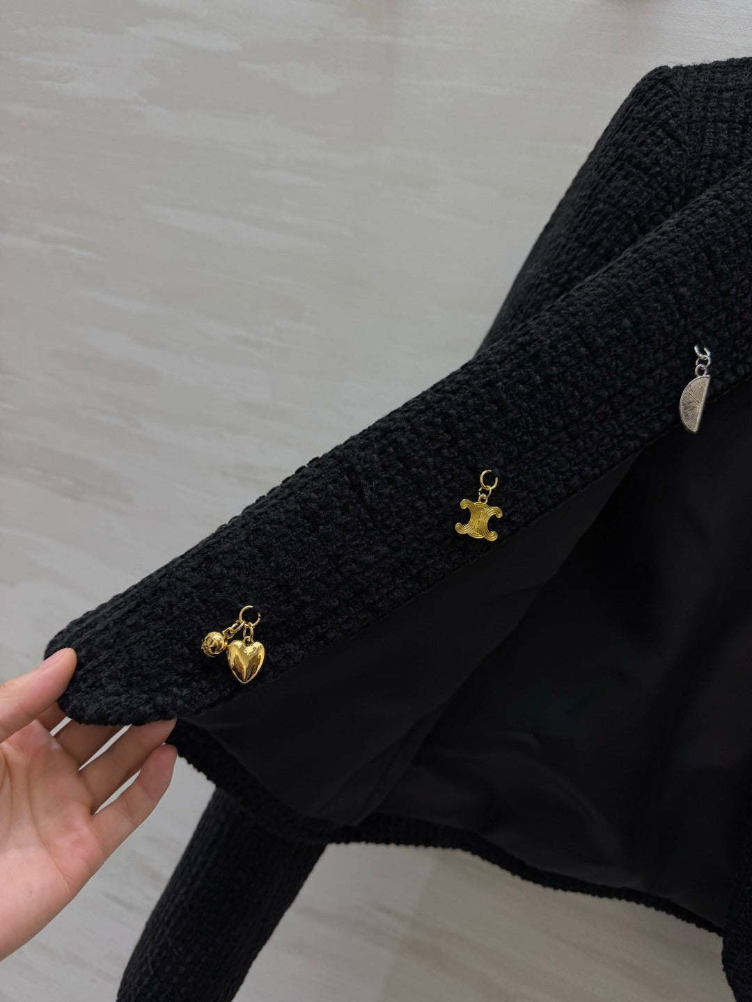 Celine 2026 Jacket White And Black Tweed Fabric 431317