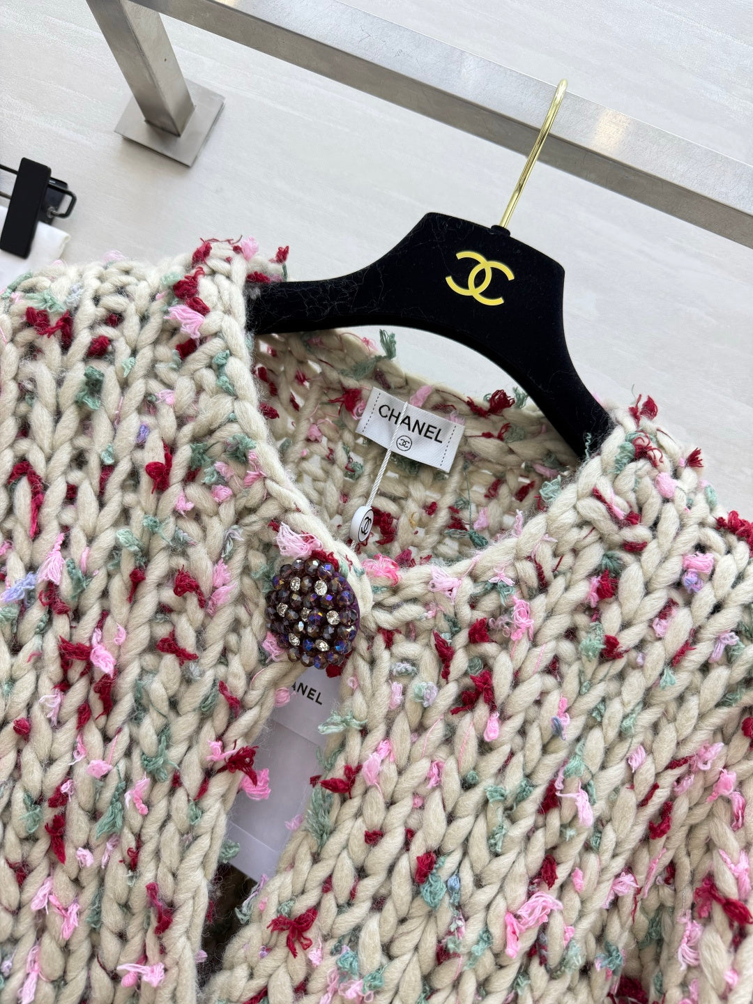 Chanel 2026 Floral Cardigan Beige Mix Colors Wool