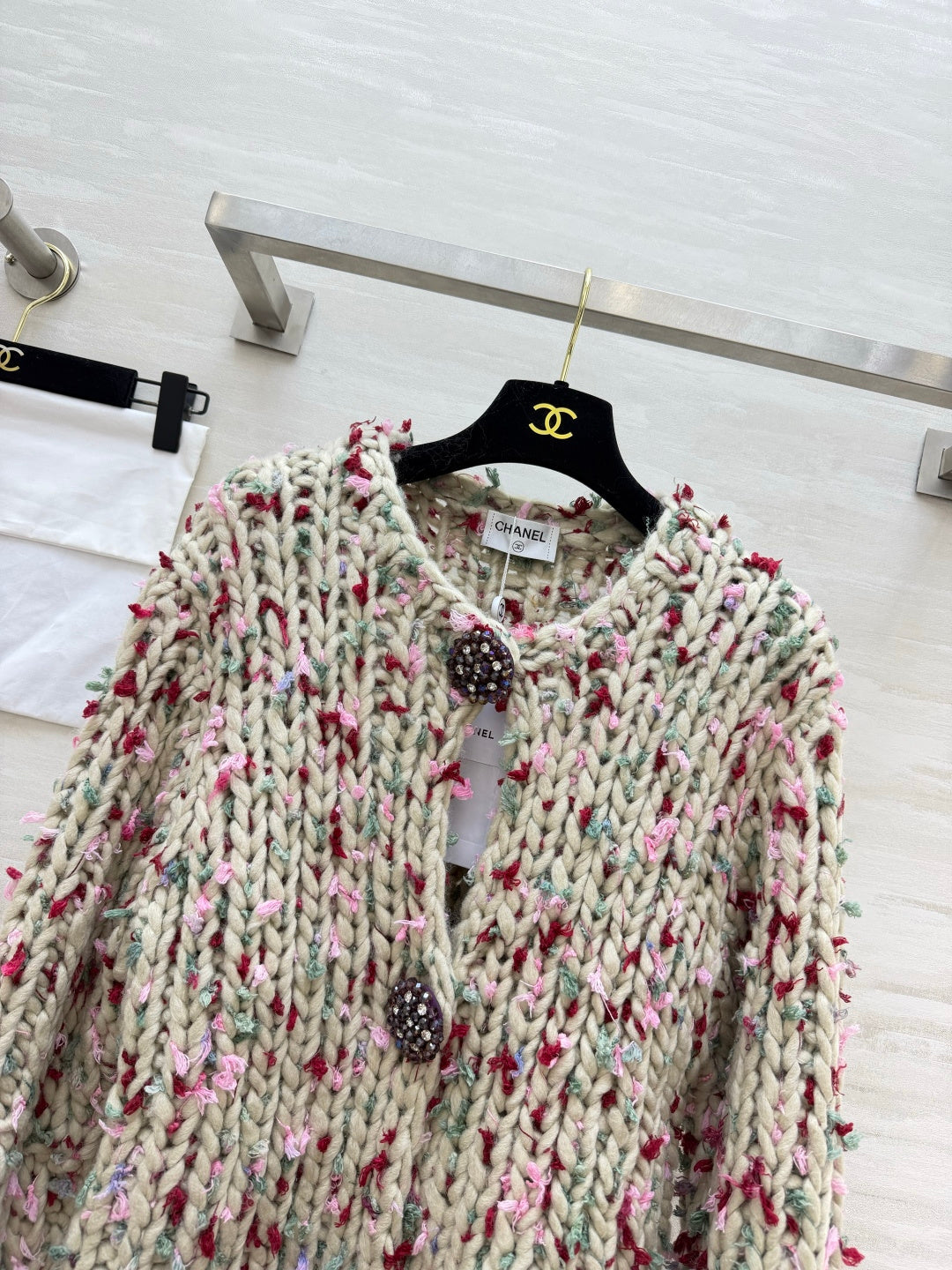 Chanel 2026 Floral Cardigan Beige Mix Colors Wool