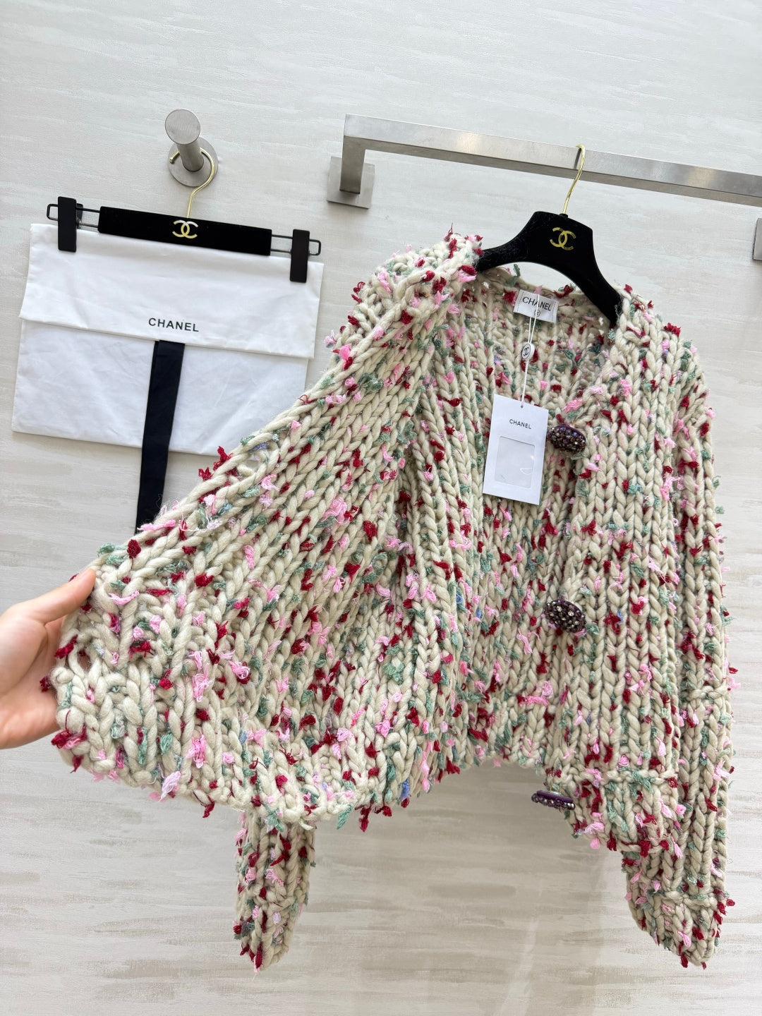 Chanel 2026 Floral Cardigan Beige Mix Colors Wool