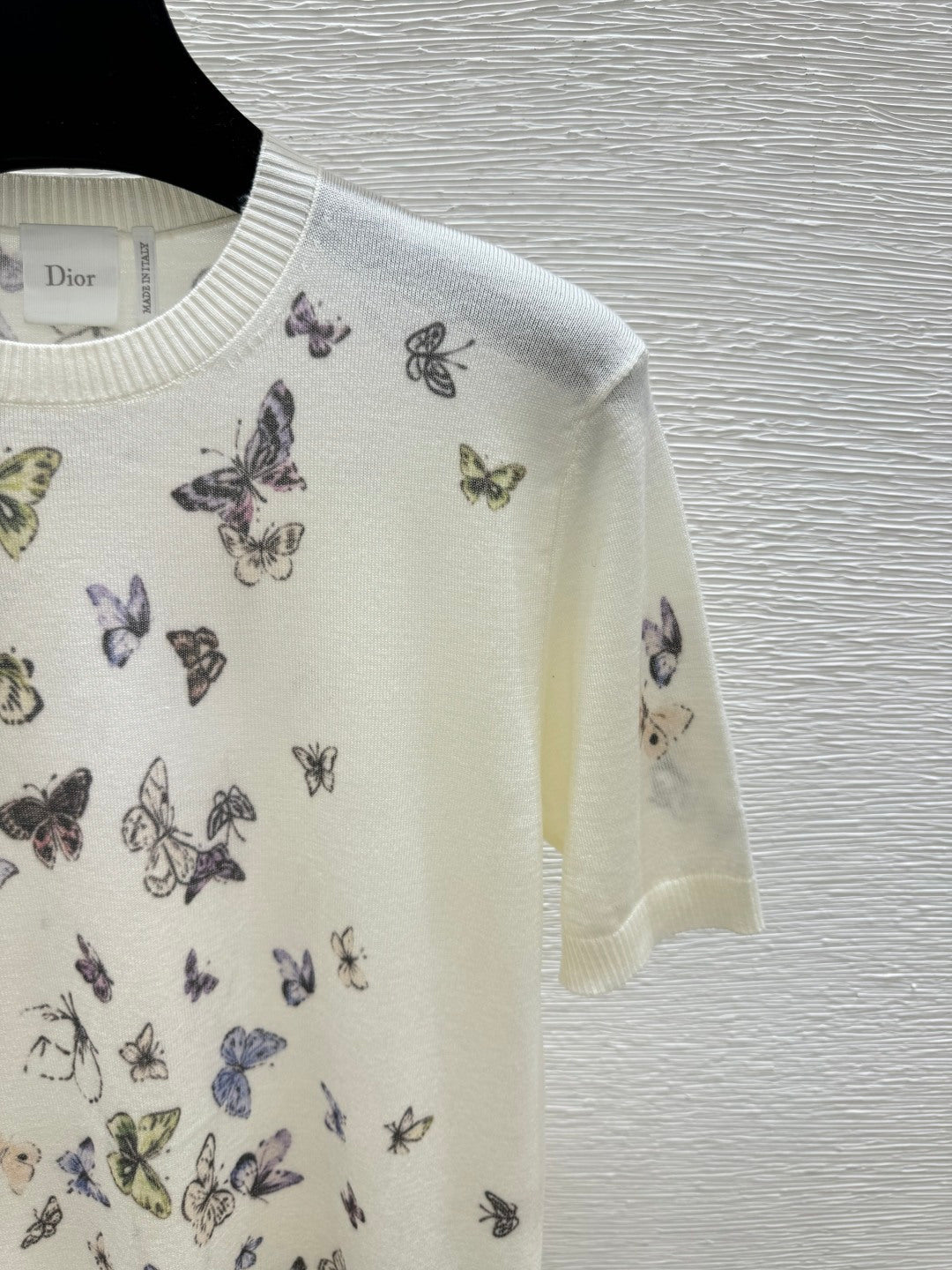 Dior 2026 Butterfly Print Knit Short-Sleeve T-Shirt Wool 355164