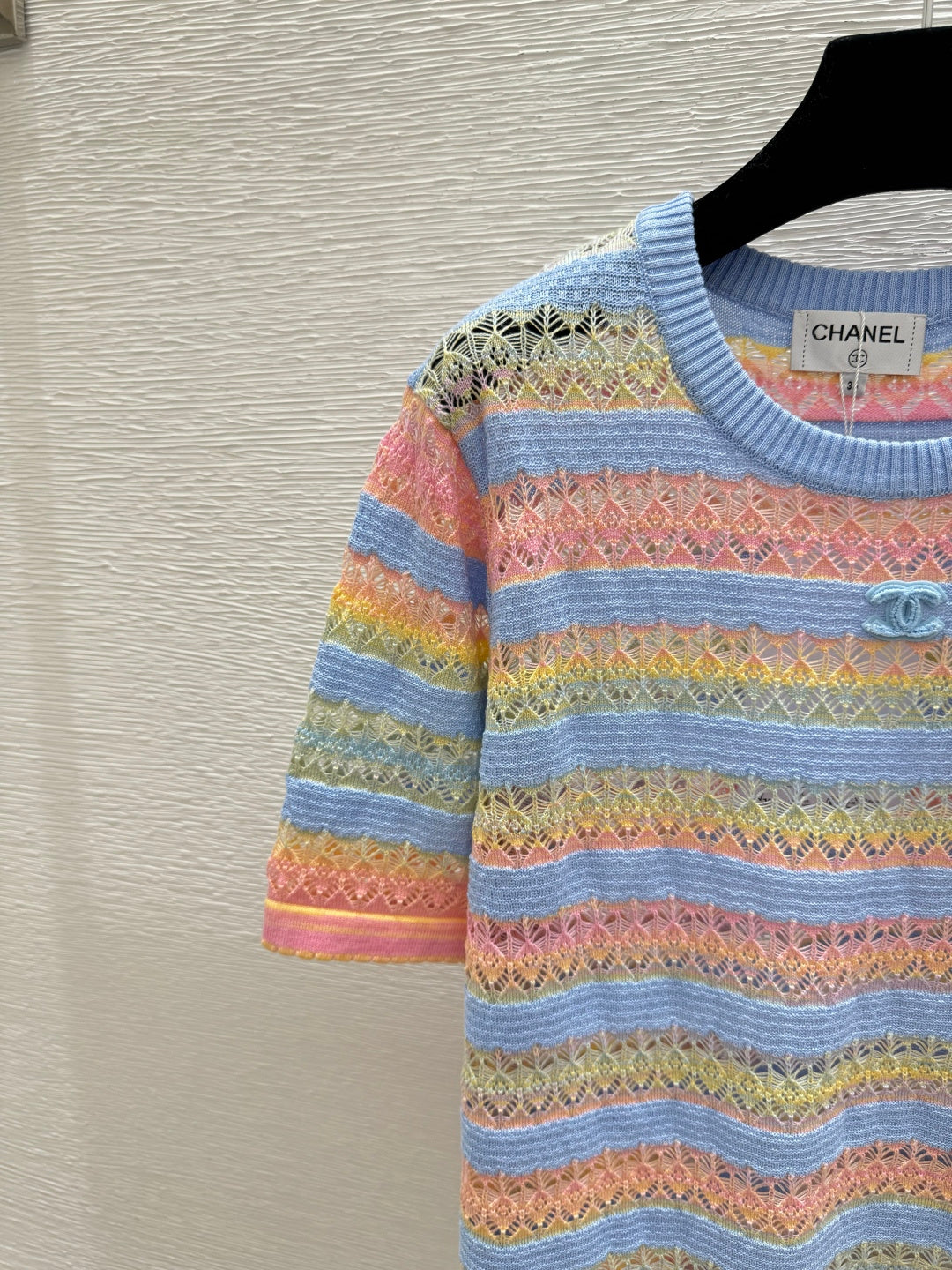 Chanel 2026 Striped Short-sleeved Shirt Multicolor Wool 516774