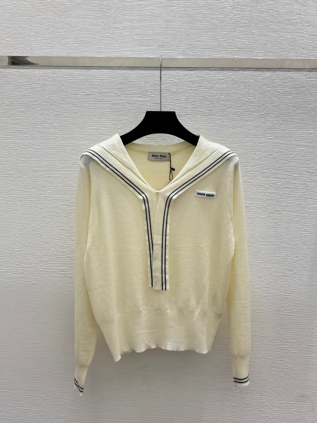 Miumiu 2026 Sailor Collar Knit Long Sleeve Top Wool 794296