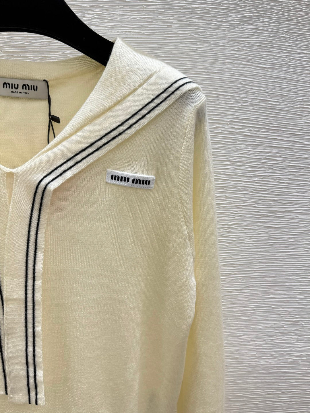 Miumiu 2026 Sailor Collar Knit Long Sleeve Top Wool 794296
