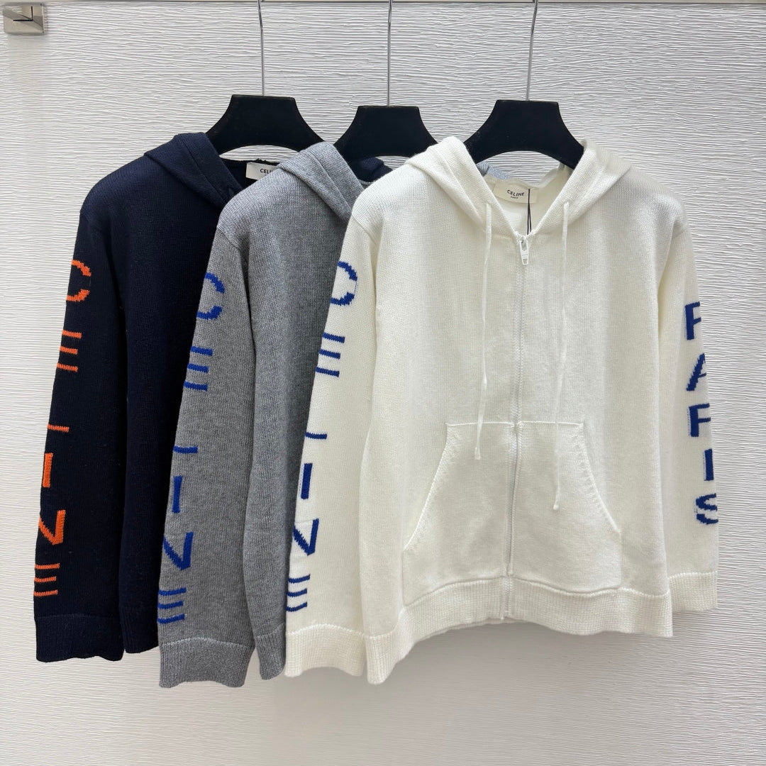 Celine 2026 Hooded Zip-up Cardigan Wool 430389