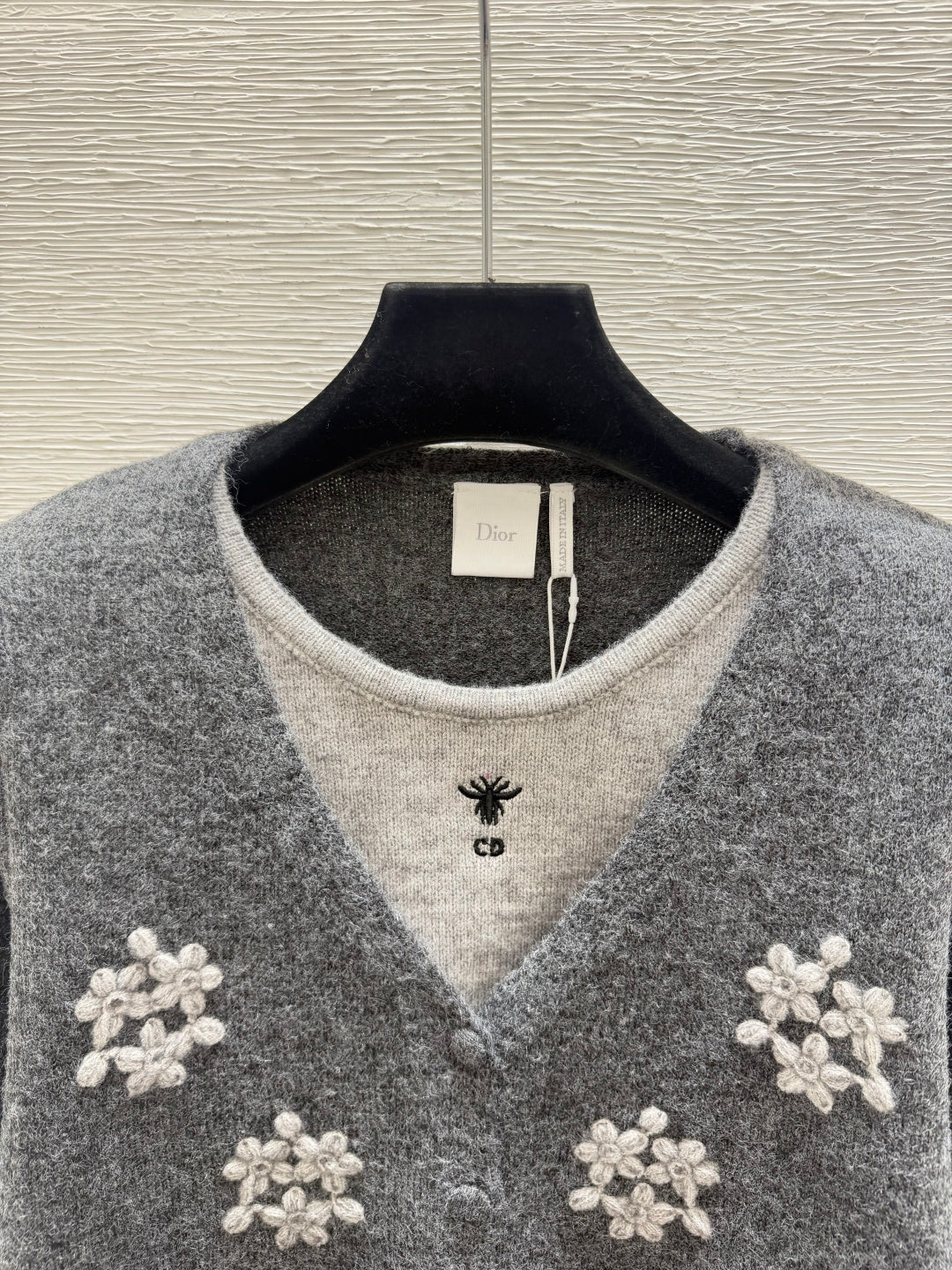 Dior 2026 Floral Faux Two-Piece Round Neck Knitted Long-Sleeve Cardigan Wool