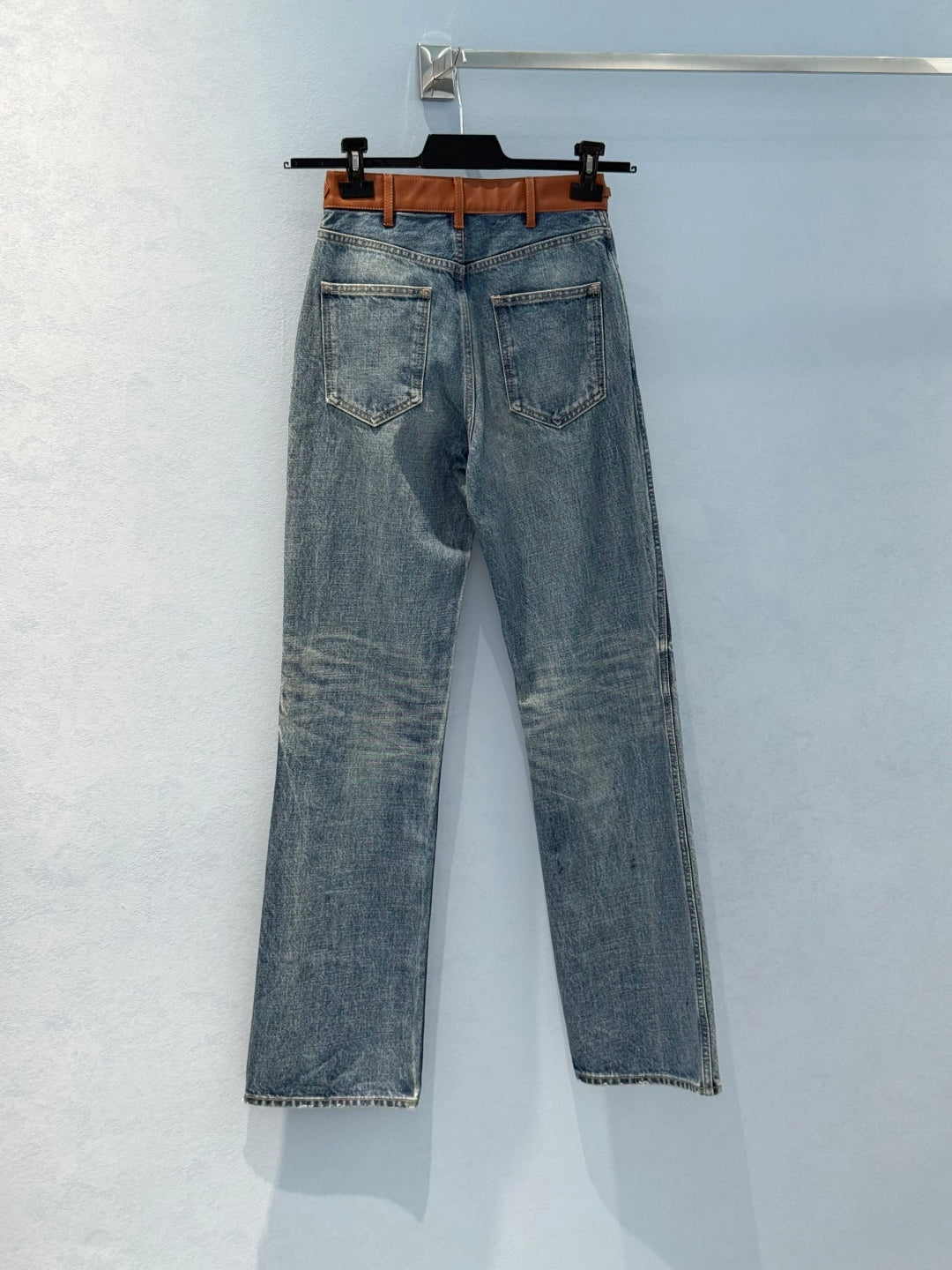 Celine Denim Jeans with Belt Blue mix Brown Cotton