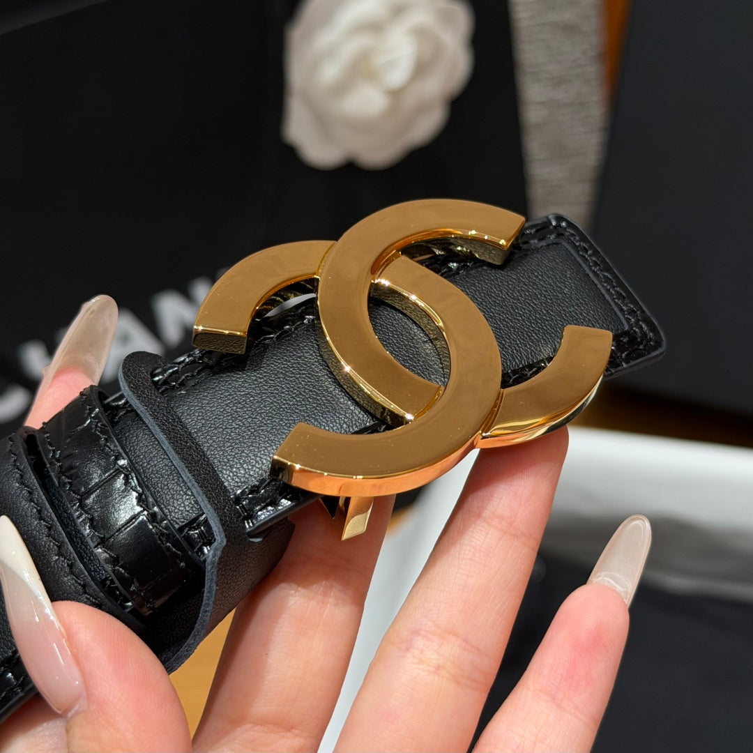 Chanel 2026 Double C Buckle Belt 30mm Calfskin 213839