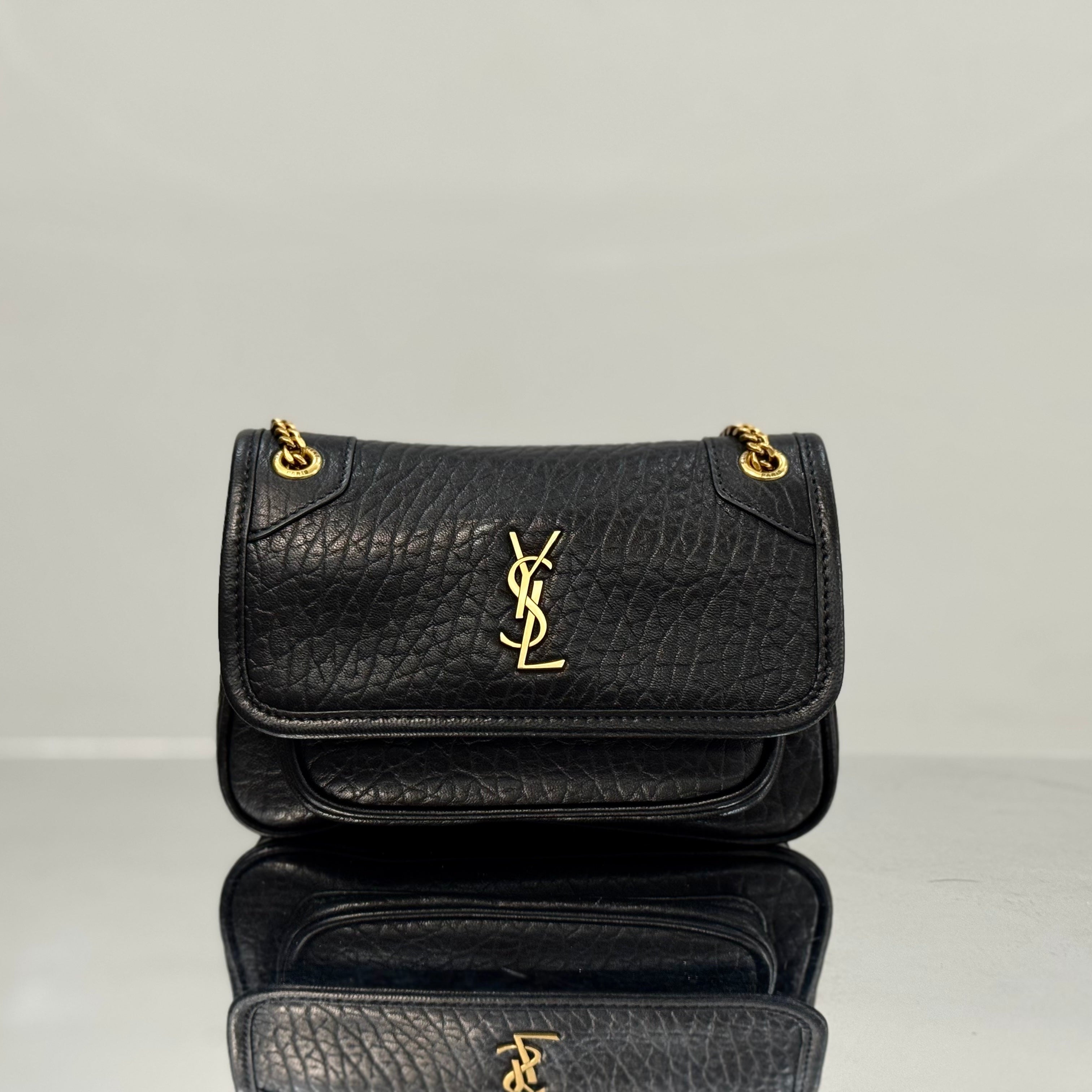 YSL Niki Mini Handbag 18 Black Lambskin Gold Hardware
