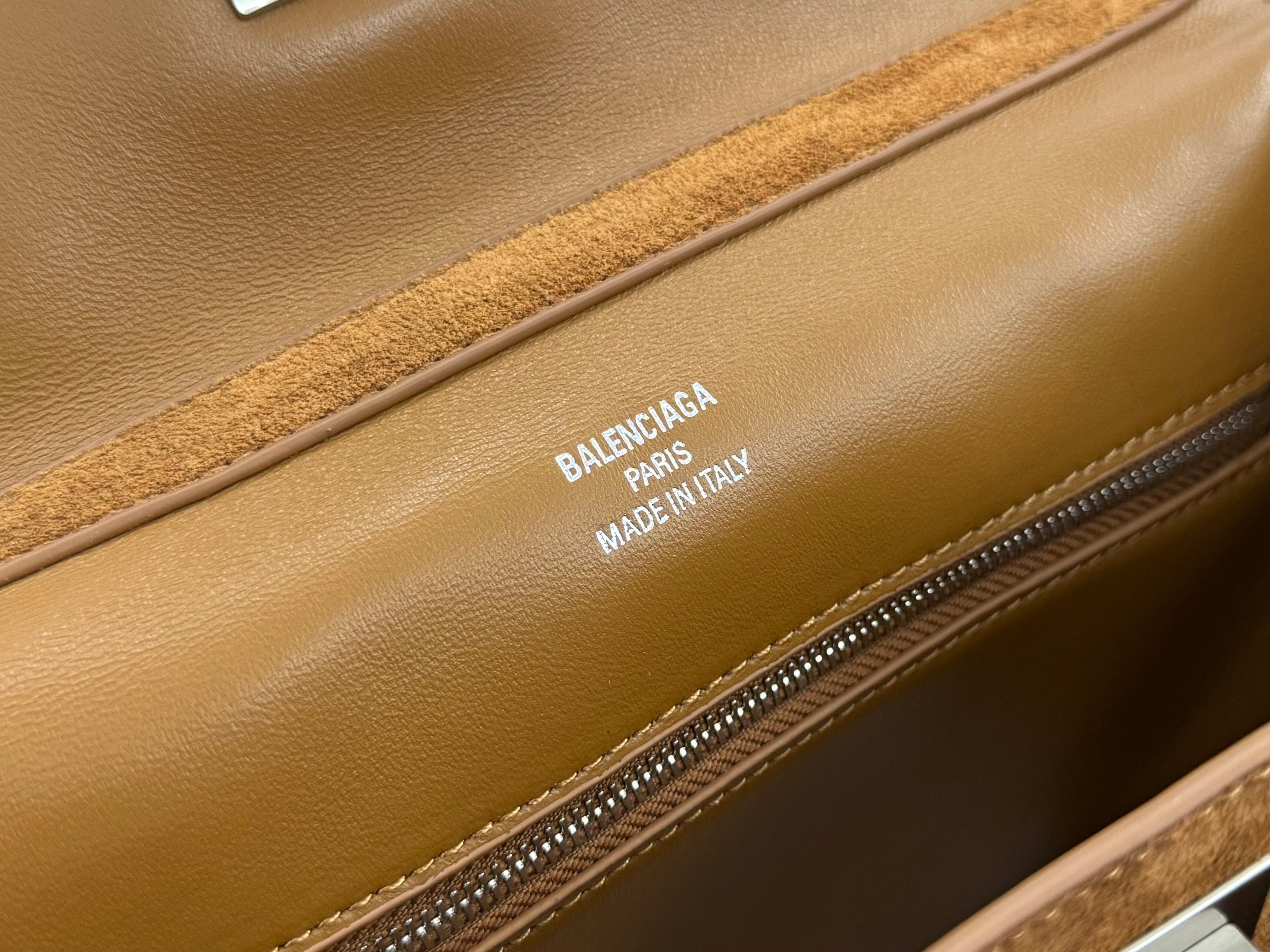 Balenciaga Large Bag 40 Camel Brown Suede Sliver Hardware