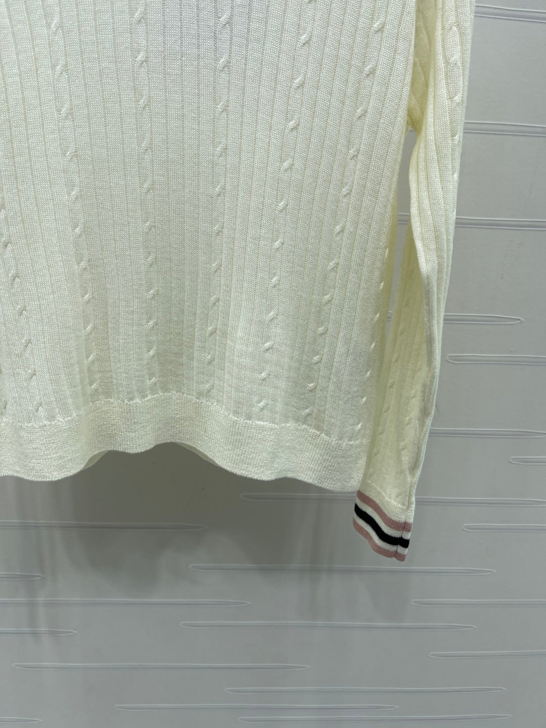 Chanel 2026 Cable Knit Long-sleeved Shirt With Ribbed Collar 773805