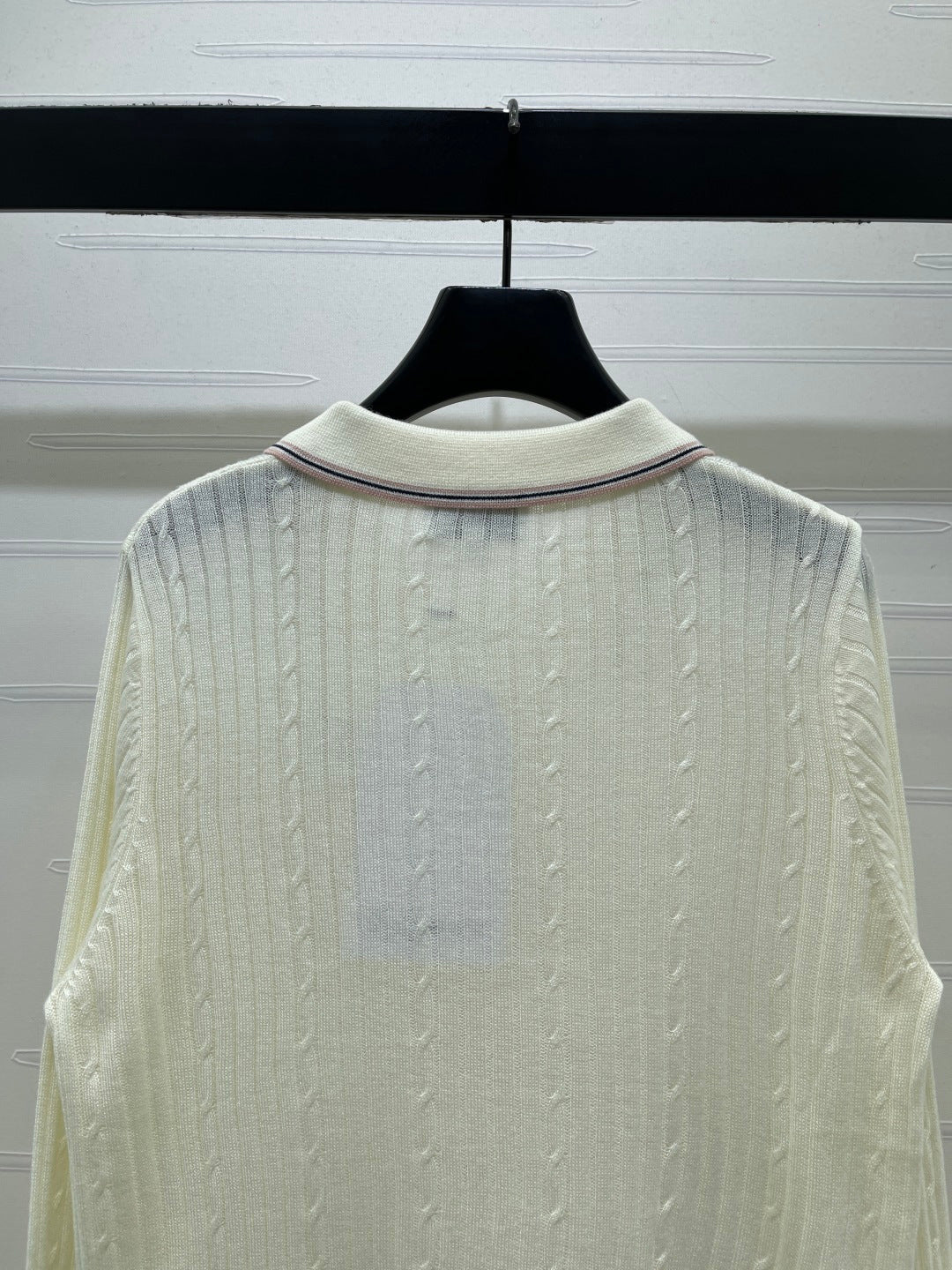 Chanel 2026 Cable Knit Long-sleeved Shirt With Ribbed Collar 773805