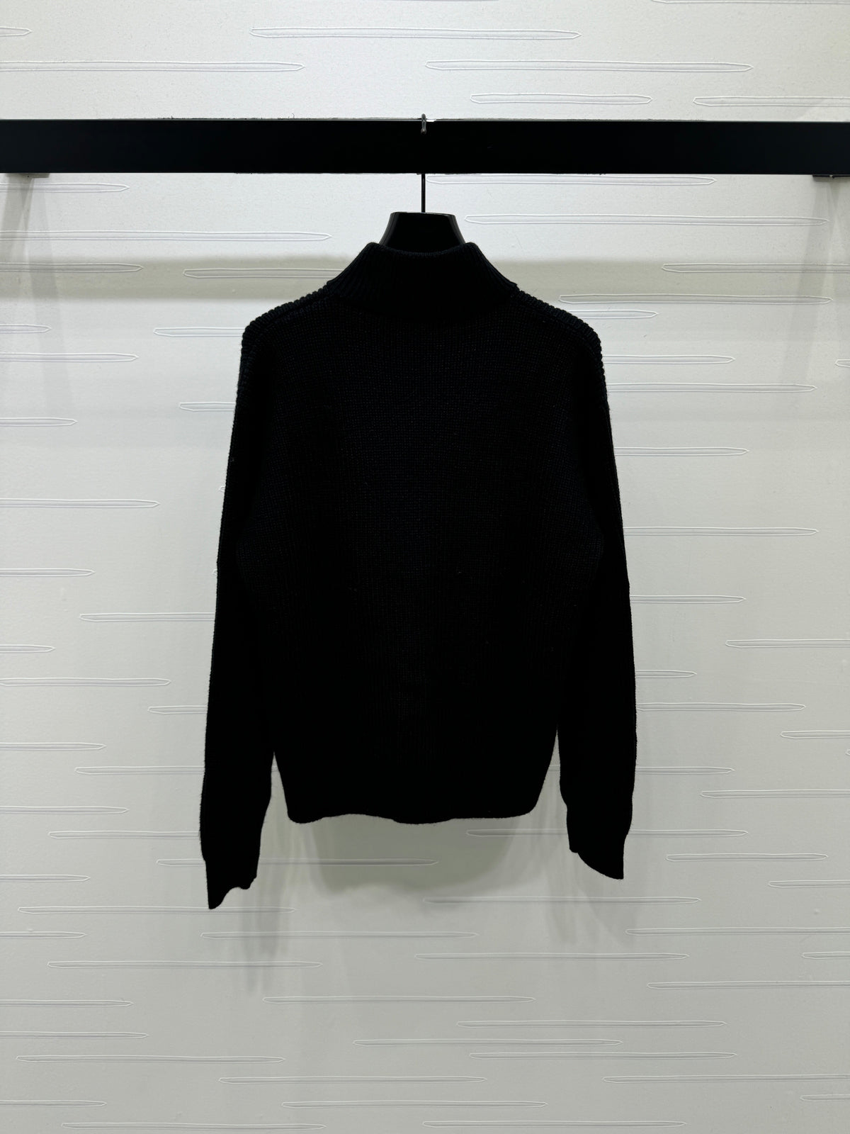 Celine 2026 Stand-up Collar Zip-up Long-sleeved Knit Cardigan Black Wool 430325