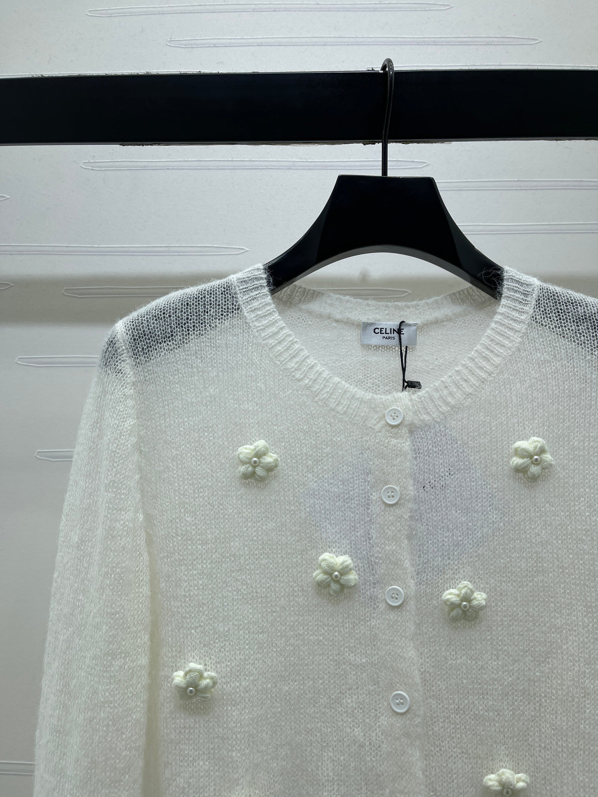 Celine 2026 Flower Knit Long-Sleeve Cardigan Wool 430305